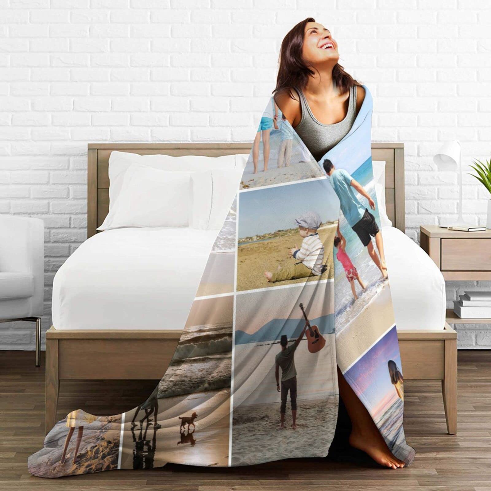Custom Photo Blanket Personalized with Text - 80