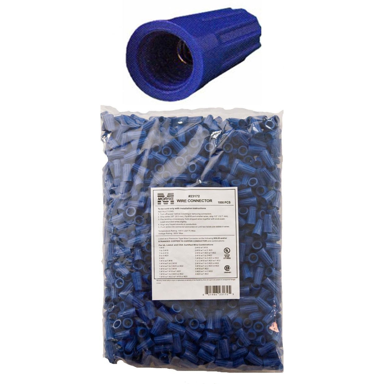1000 Pack Blue Electrical Wire Connectors - UL Listed, Waterproof & Heat Resistant - Ideal for Home Wiring, Automotive Repairs & DIY Electrical Projects