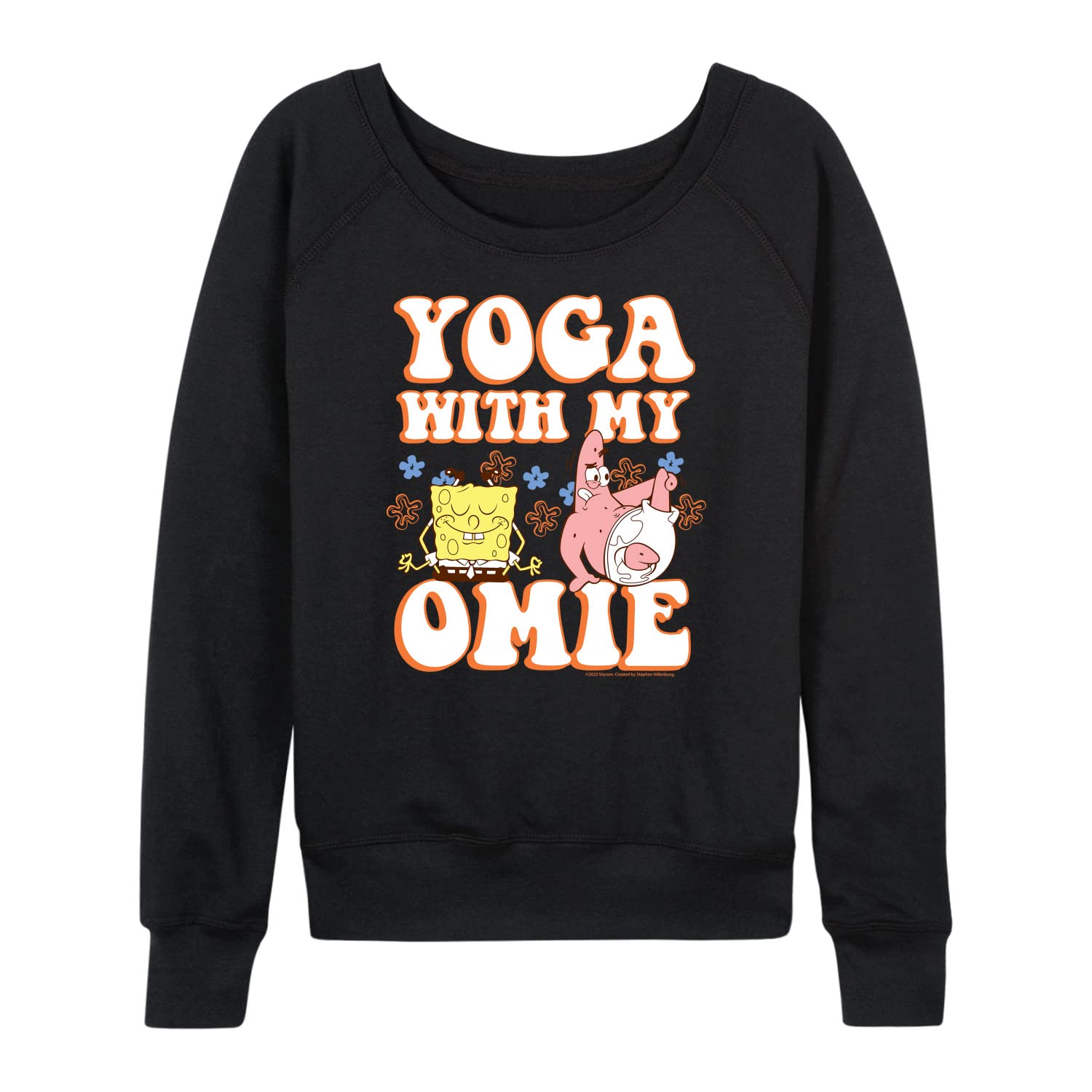 HYBRID APPAREL SpongeBob SquarePants Yoga With My Omie Women's Lightweight French Terry Pullover Hoodie - Soft Lounge Wear for Yoga, Gym & Casual Outings