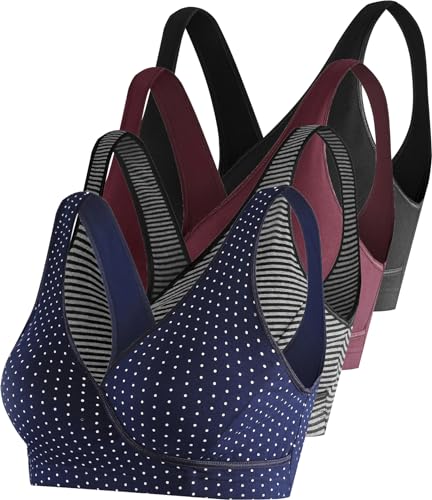 Black/Stripe/Navy Dot/Burgundy-4pcs