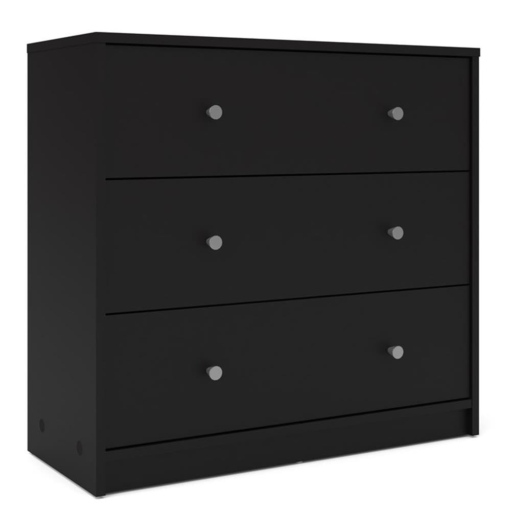 Home Square Set of 4 - 1-Drawer Nightstand & 3-Drawer Dresser in Black | Bedroom Furniture for Storage & Organization