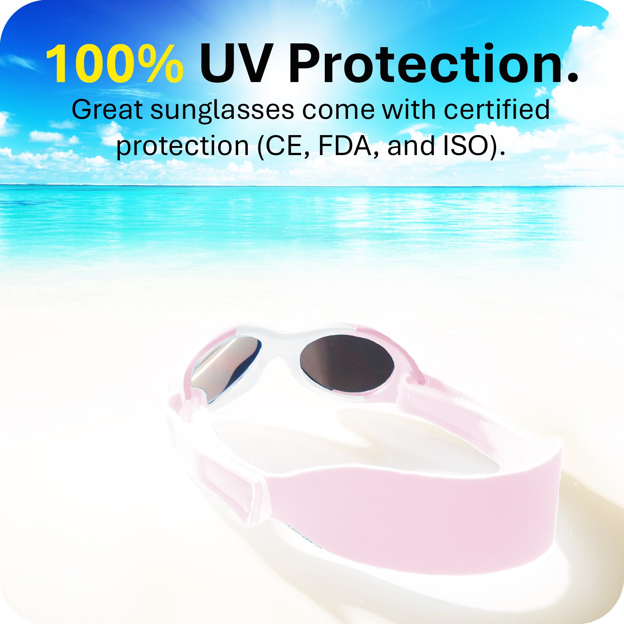 Mausito Baby Sunglasses for 0-24 Months | Flexible BPA-Free Infant Sunglasses with Adjustable Strap | 100% UV Protection | Perfect for Beach, Outdoor Play & Car Rides
