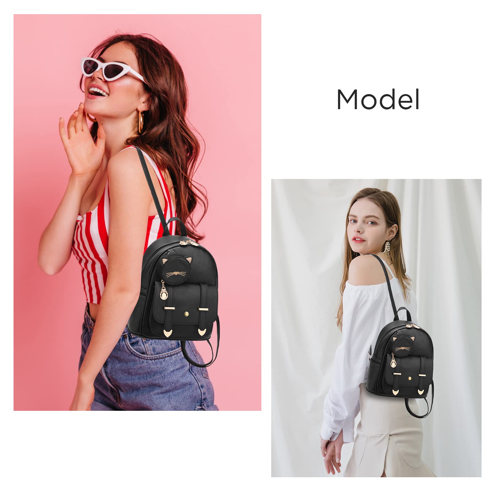 IHAYNER Women's Fashion Mini Backpack - Cute Leather Small Satchel Bag with Kitty Design | Perfect for Travel, Work, School & Daily Use