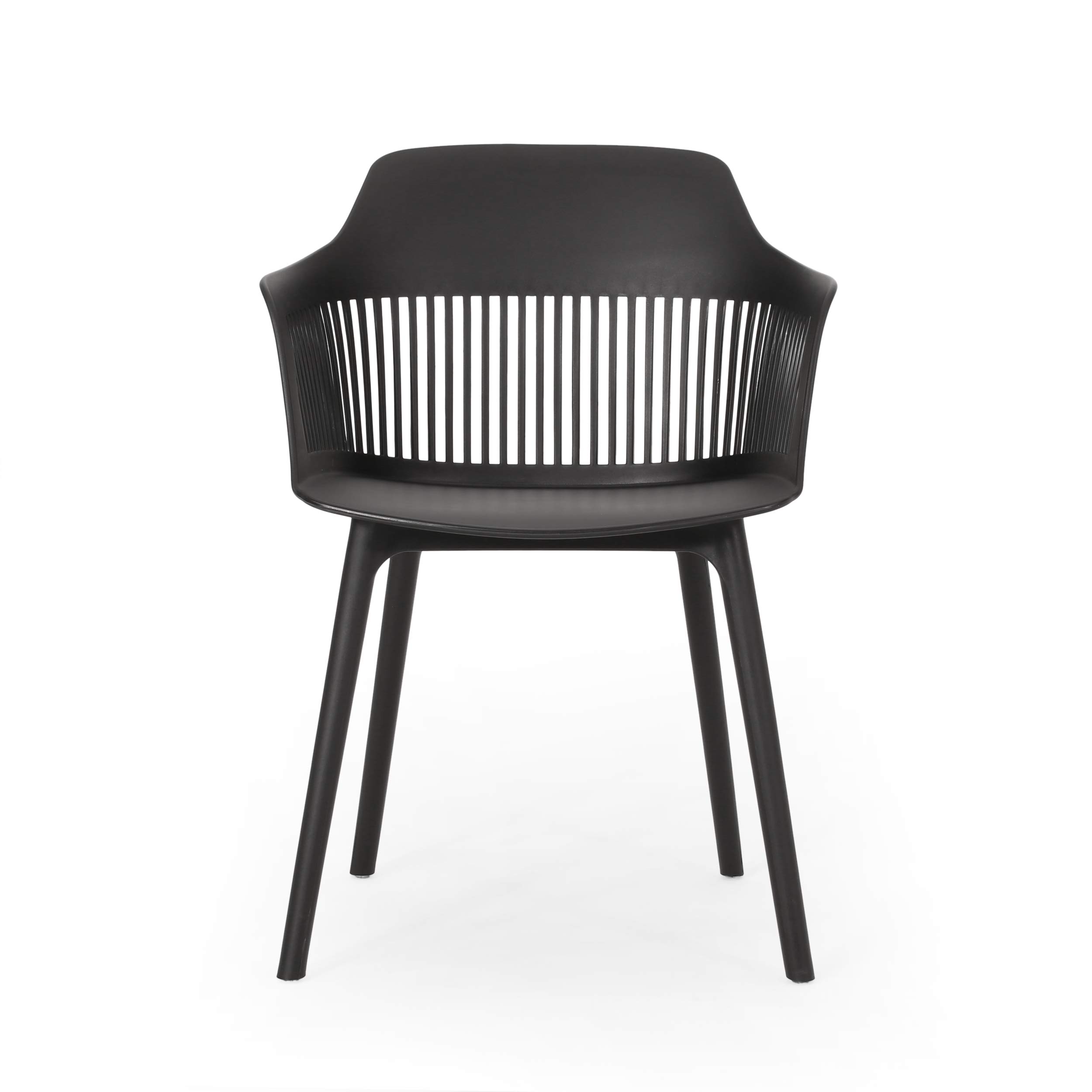 Christopher Knight Home Ladonna 4-Piece Black Outdoor Dining Chair Set - Patio, Garden, Poolside & Backyard Furniture for Dining & Relaxing