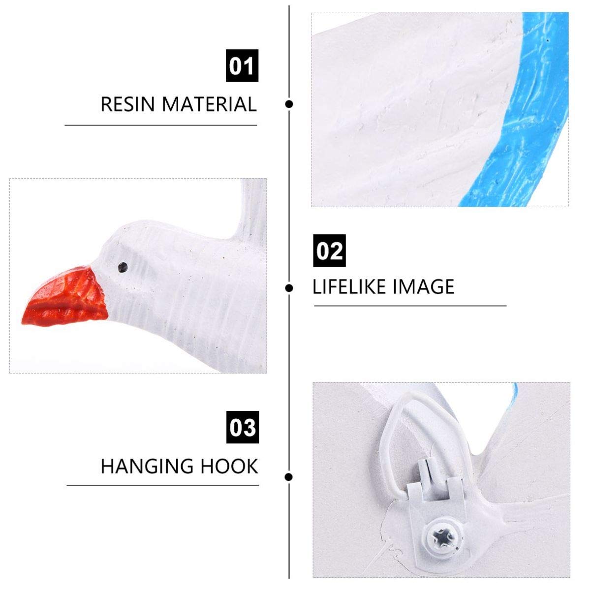3pcs Seabird Wall Art Hanging Decor - Seagull Sculpture Ornament for Coastal & Nautical Home Decor | Perfect for Beach House, Living Room, Bedroom & Office Wall Decoration
