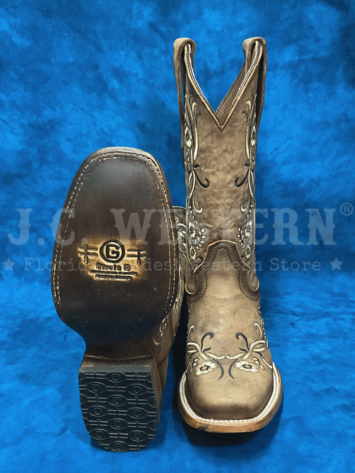 Circle G L2063 Women's Floral Embroidery Western Boots - Square Toe Cowgirl Boots in Brown & Tan | Perfect for Country Dancing, Rodeos & Western Fashion