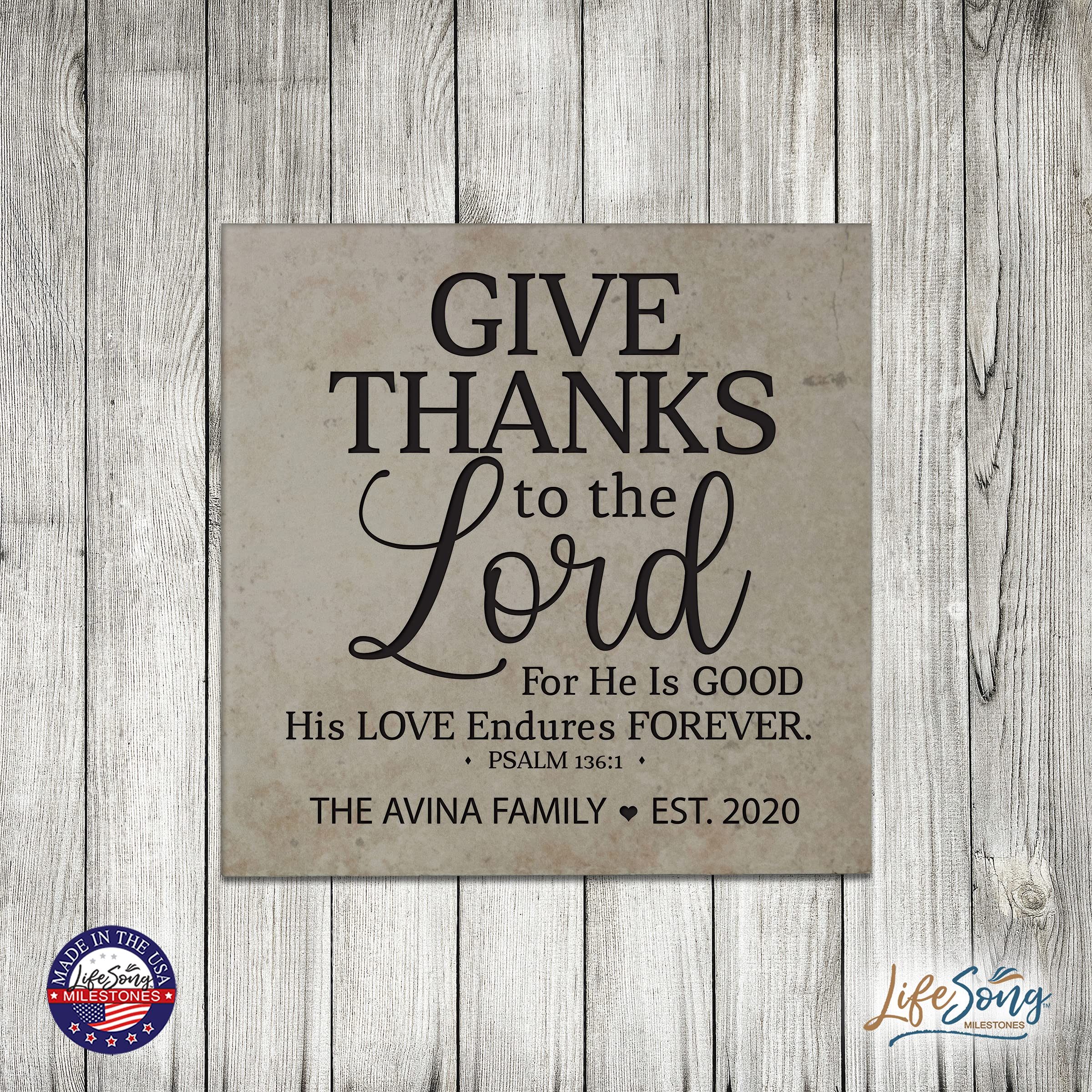 Personalized Ceramic Trivets - Heat Resistant 5.75x5.75 Inch Kitchen Decor for Table Insulation | Family Home Office & Living Room Accessories | Perfect for Thanksgiving, Dinner Parties & Holiday Decor (Give Thanks Design)