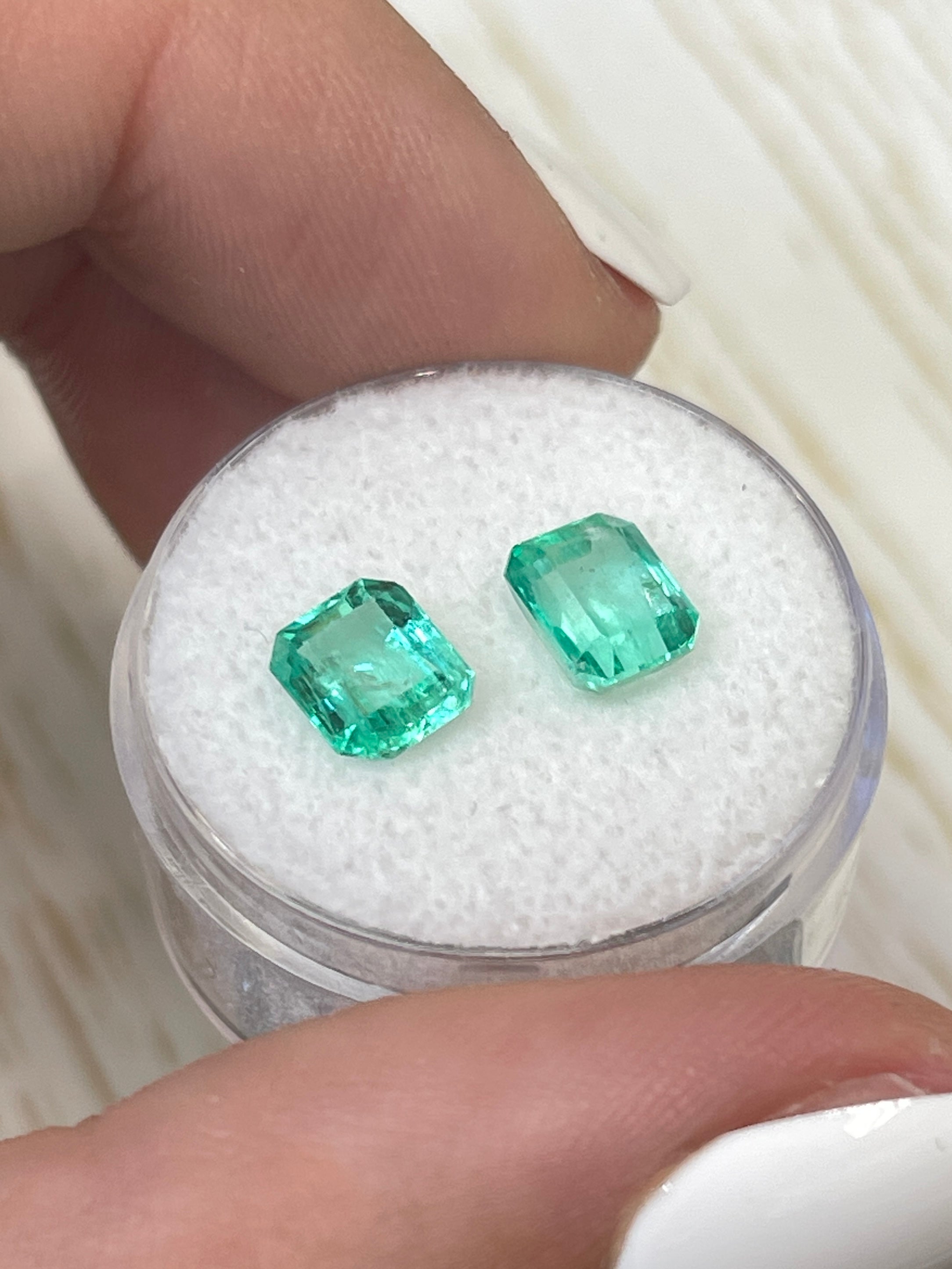 2.67tcw 7x6 Matching Pair Vibrant Green Loose Colombian Emeralds - Emerald Cut Gemstones for Jewelry Making, Engagement Rings & Luxury Gifts