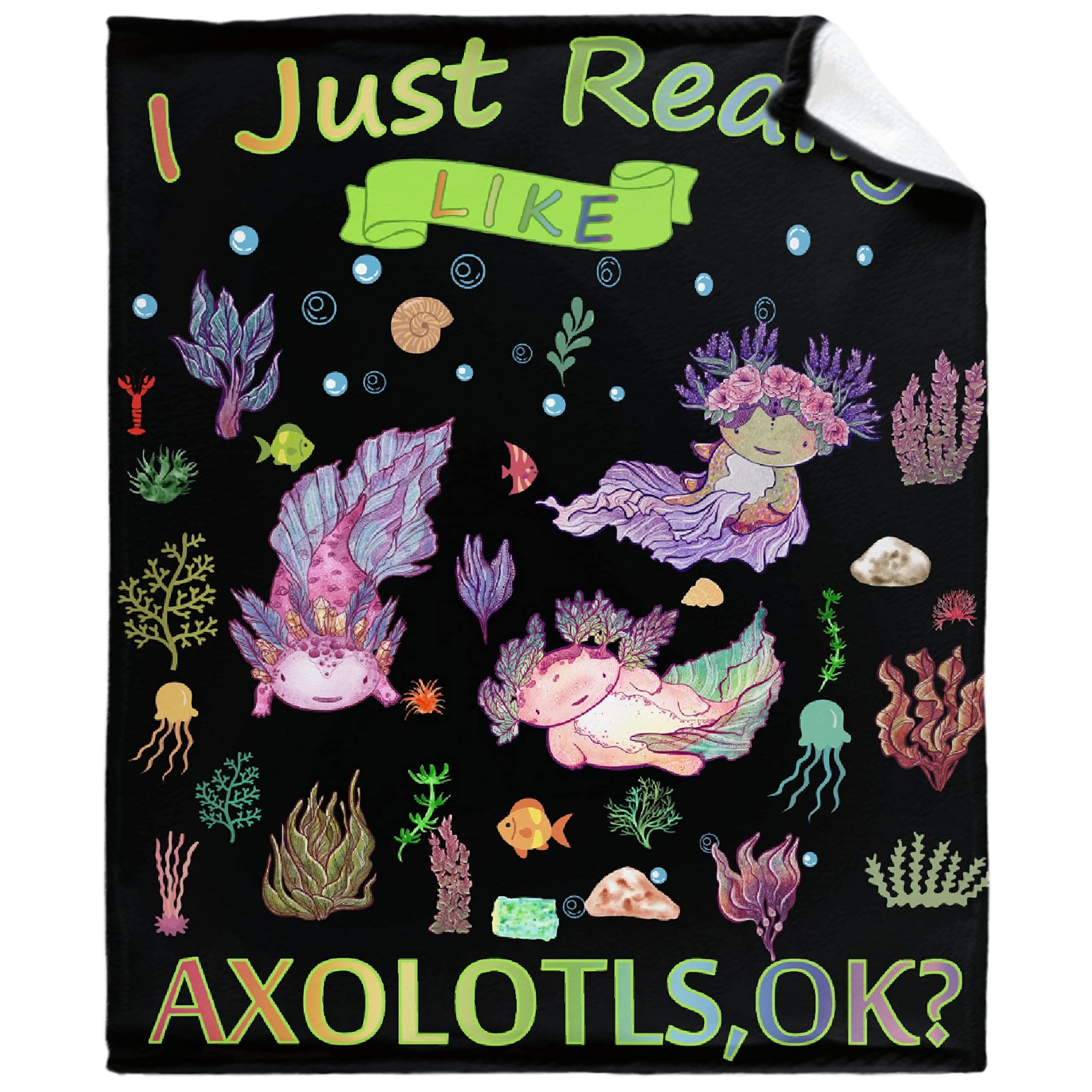 Ultra Soft Lightweight Flannel Fleece Axolotl Blanket - Kawaii Mexican Salamander Throw for Bed, Couch & Travel - 120x90 Inch XL Cozy Gift for Axolotl Lovers | Perfect for Snuggling, Home Decor & Anime Fans
