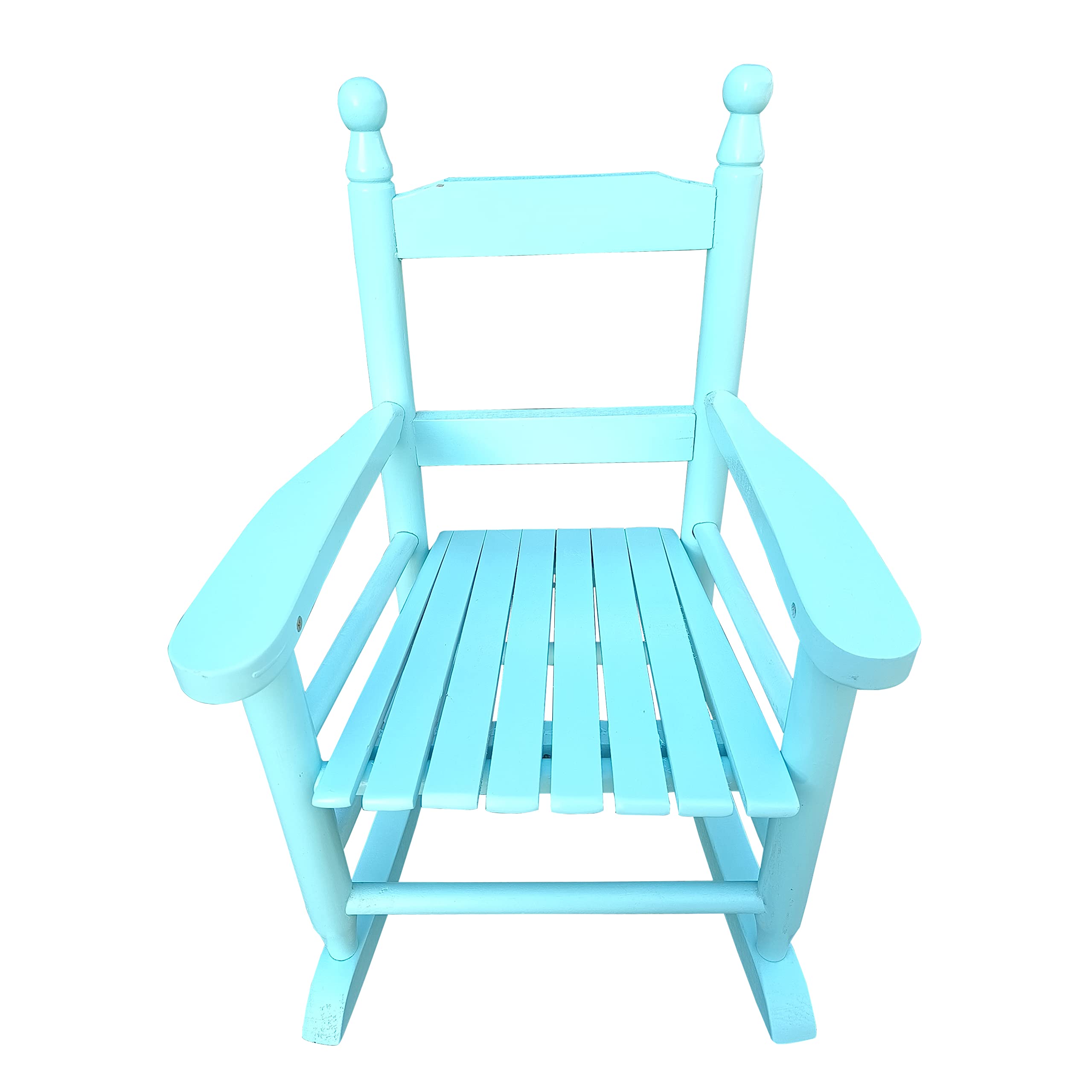 Goujxcy Kids Rocking Chair - Wooden Classic Rocker for Children & Toddlers - Indoor/Outdoor Nursery, Bedroom, Living Room, Porch, Balcony - Light Blue Rocking Seat for Relaxation & Playtime