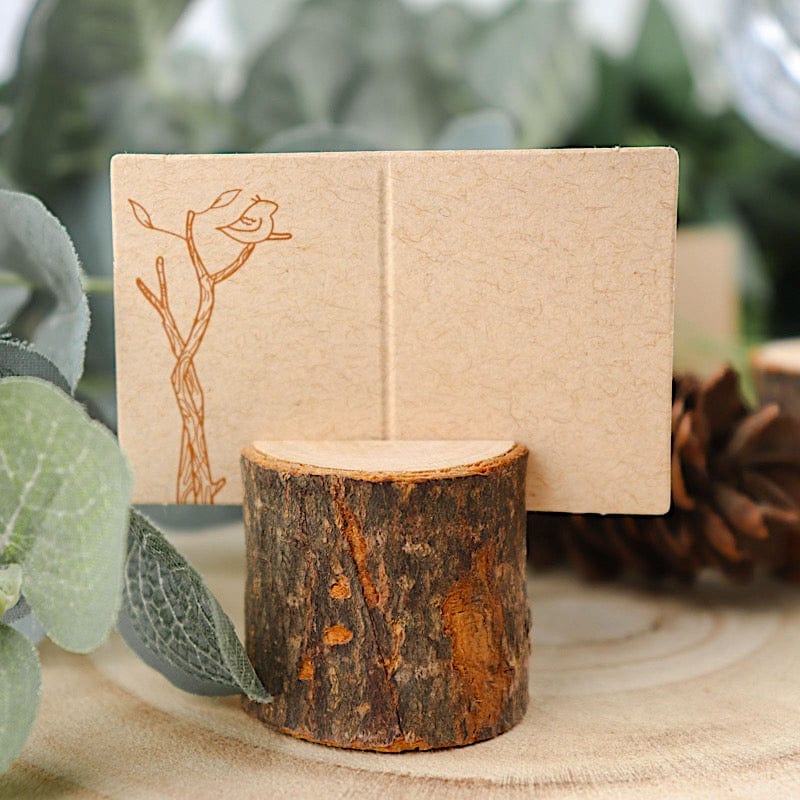 4 Natural Wood Table Sign Holders with Place Cards - Perfect for Weddings, Restaurants, and Events