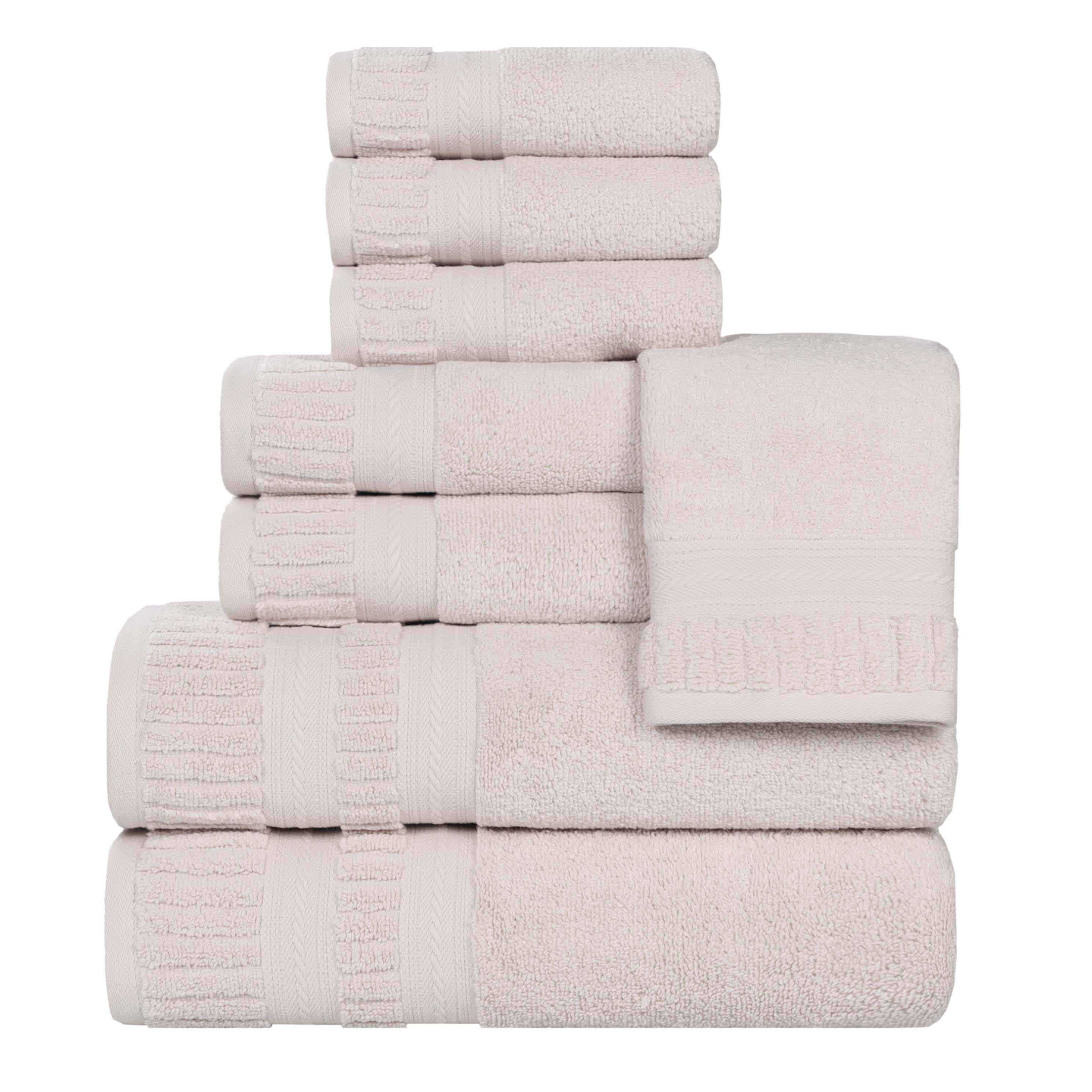 Venice Zero Twist Cotton Medium Weight Absorbent 8-Piece Bath Towel Set - Soft & Quick-Drying for Spa, Gym, and Luxury Home Bathrooms