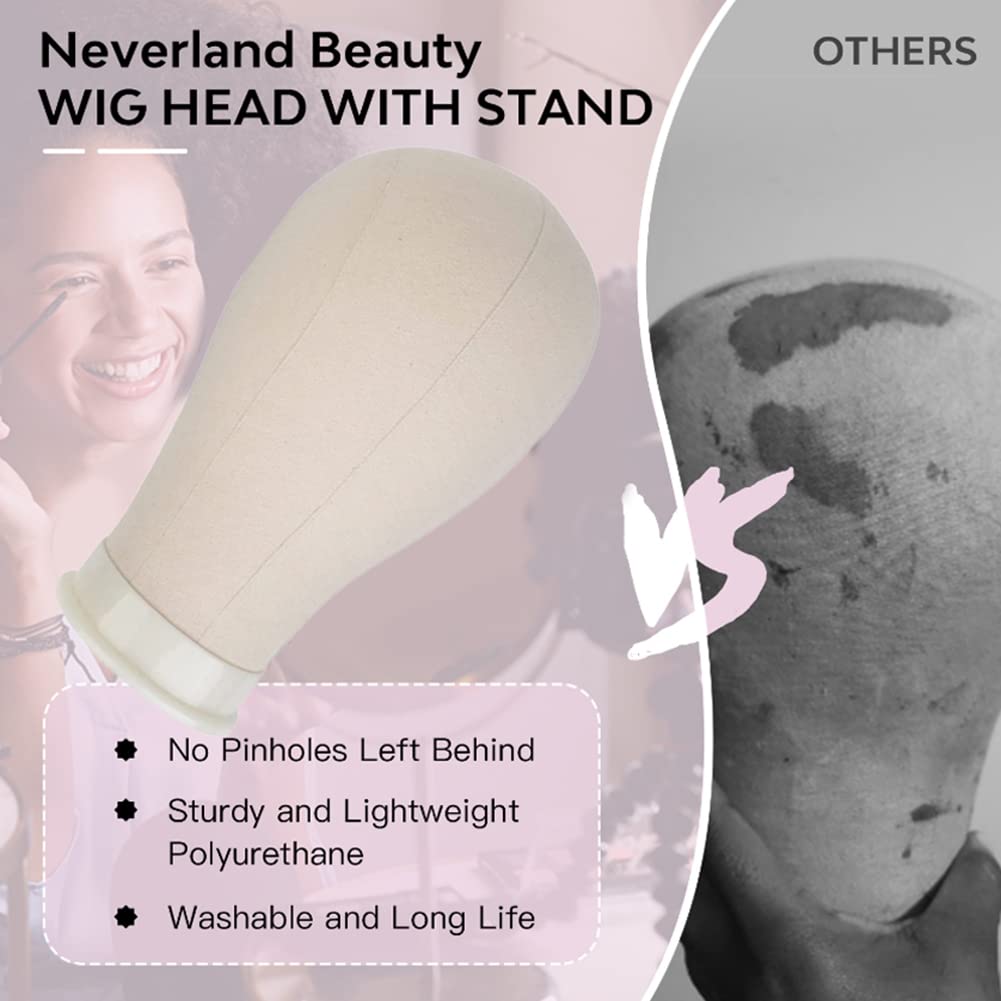 23 Inch Canvas Mannequin Head for Wig Styling - Adjustable Tripod Stand with T-Pins - Professional Hairdressing Training & Display for Salons, Cosmetology Schools & Home Use