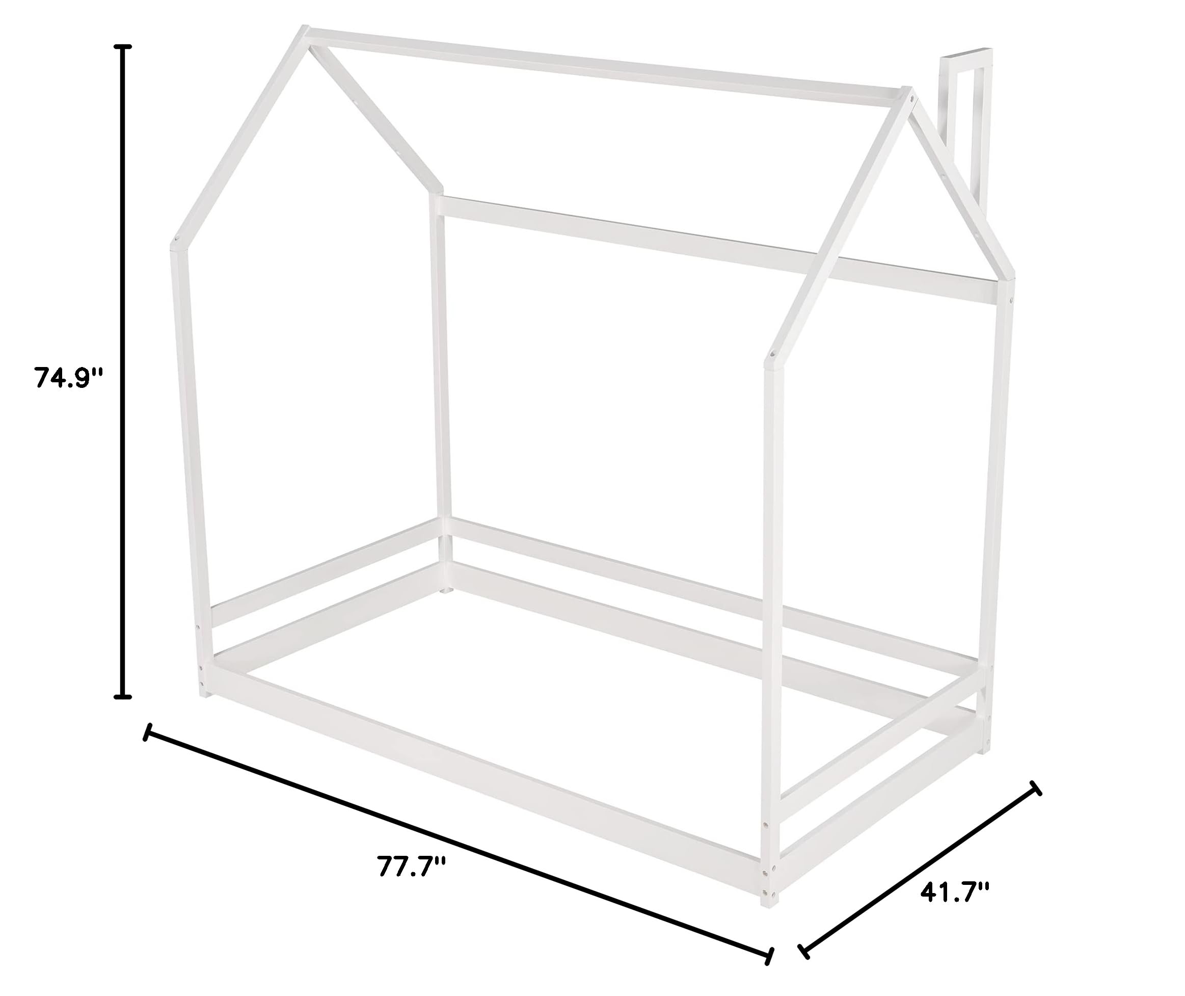 Merax Twin Size Wooden House Bed Frame with Roof - Sturdy Kids Bed for Boys & Girls, Teens Bedroom Furniture, White - Perfect for Children's Rooms, Playrooms & Sleepovers