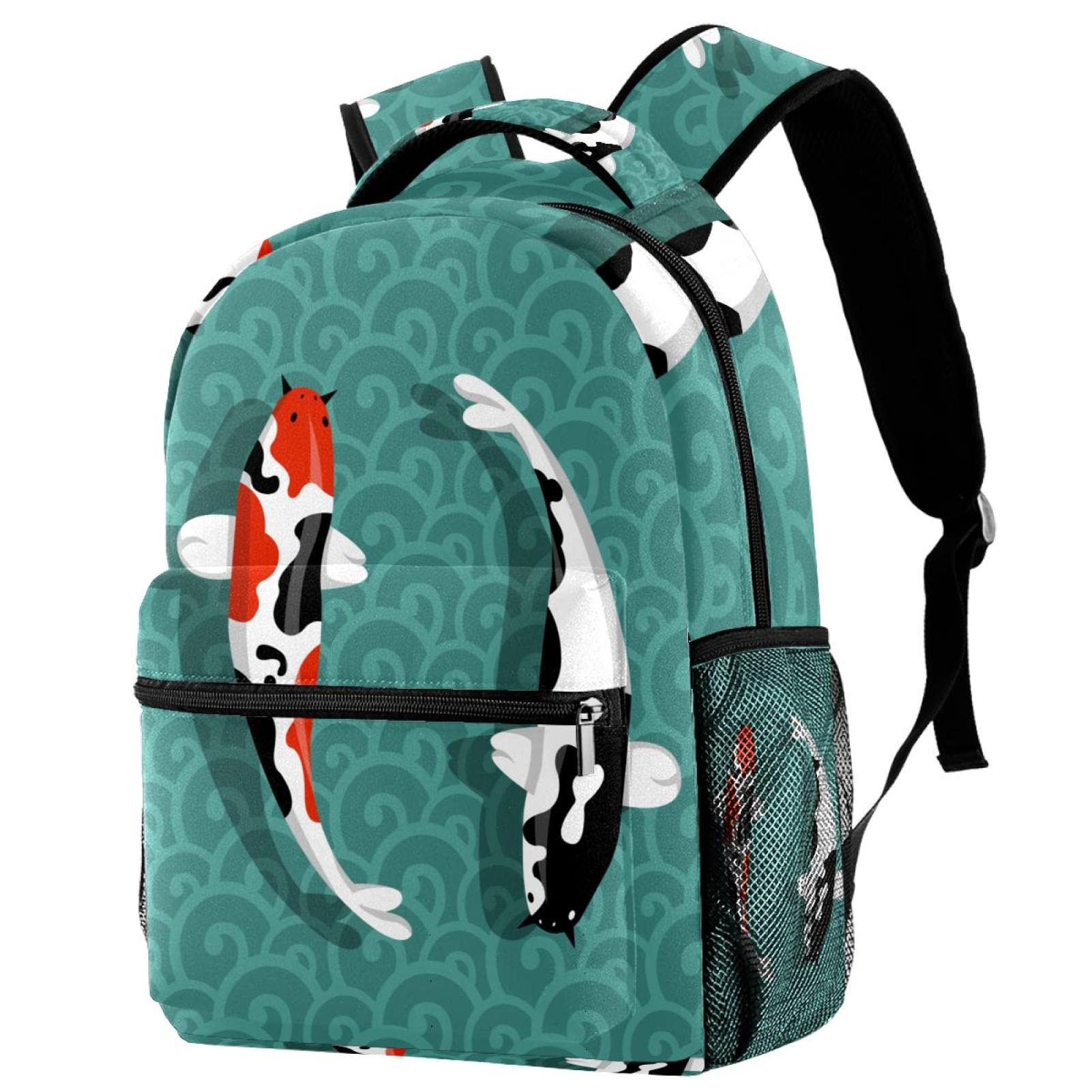 Stylish Fish Print School Backpack for Teen Girls - Lightweight Durable Laptop Backpack for High School & College - Perfect for Everyday Use, Travel & Outdoor Activities