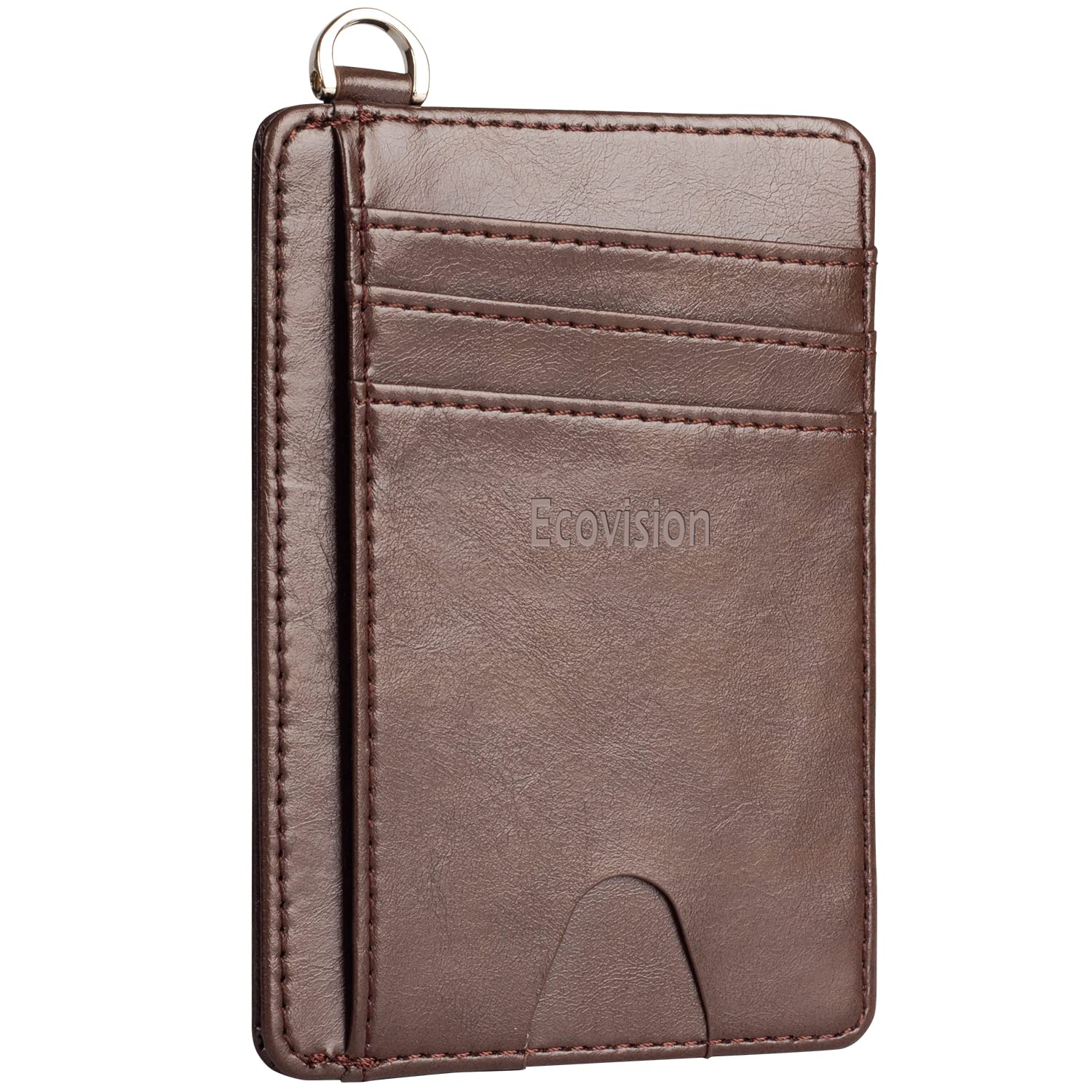 EcoVision Slim RFID Blocking Minimalist Front Pocket Wallet - Credit Card Holder with Detachable D-Shackle for Men & Women | Perfect for Travel, Everyday Carry & Contactless Security