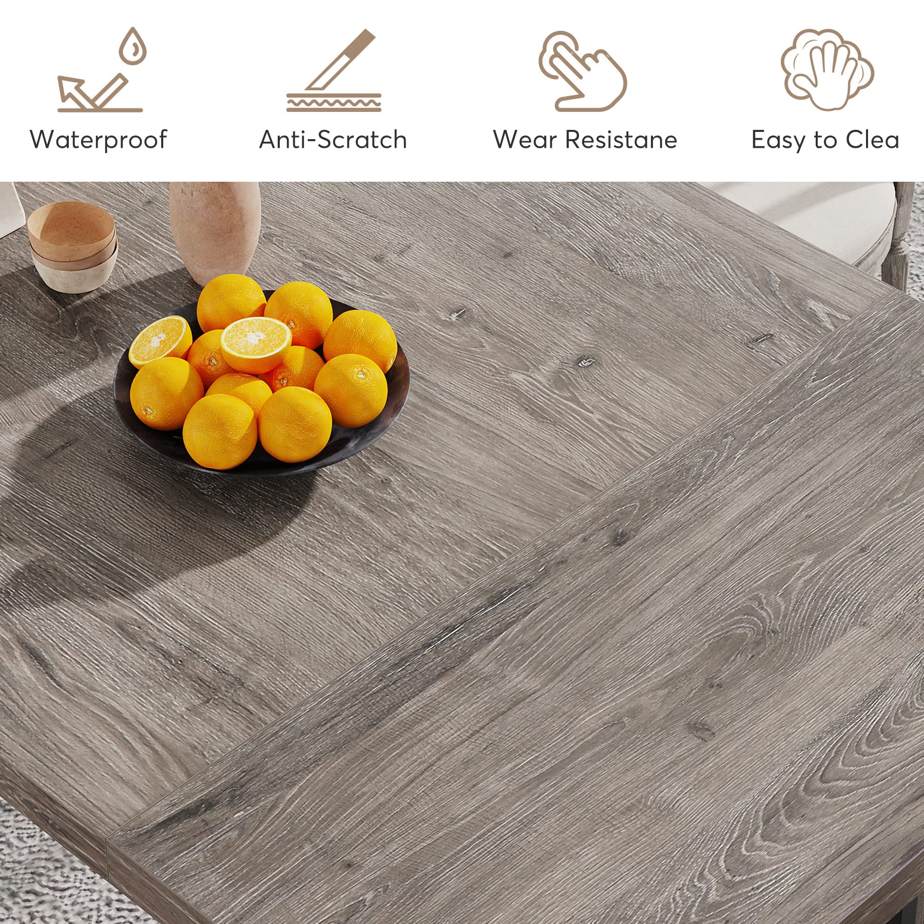 Tribesigns 71 Inch Large Dining Table for 6-8 People, Rustic Farmhouse Style Rectangular Kitchen Table, Solid Wood Dining Room Table for Family Gatherings, Dinner Parties & Home Decor