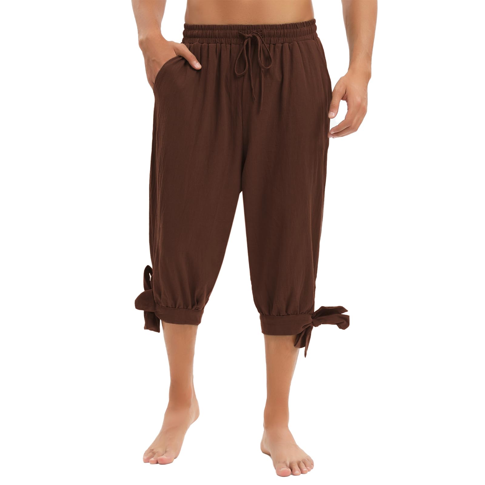 Men's Pirate Pants - Renaissance Shorts | Medieval Viking Navigator Trousers for Halloween Cosplay & Steampunk Costume | Perfect for LARP, Theater Performances & Historical Reenactments
