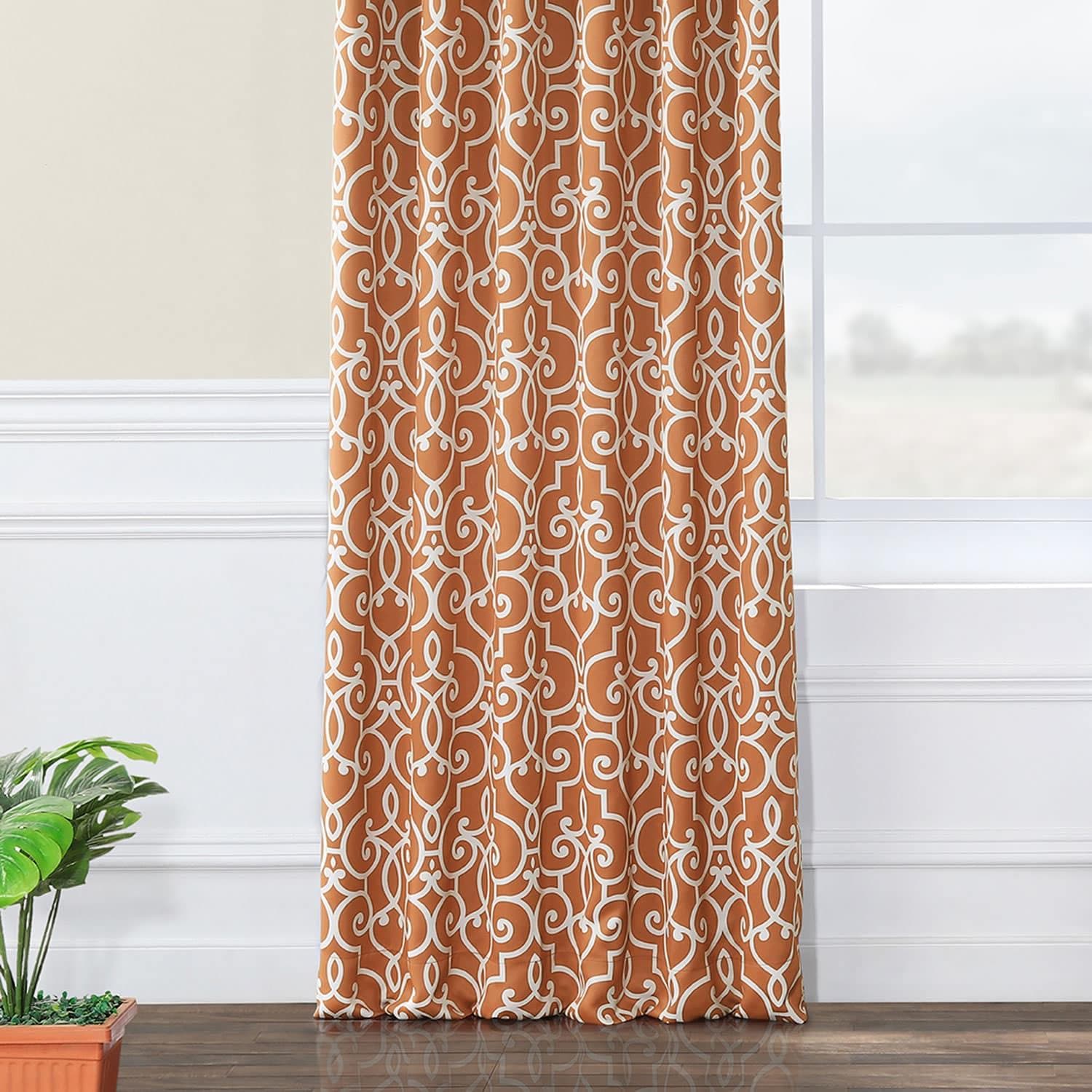 Stylish Rust Geometric Blackout Curtains for Bedroom & Living Room - Modern Window Treatment for Light Blocking & Privacy