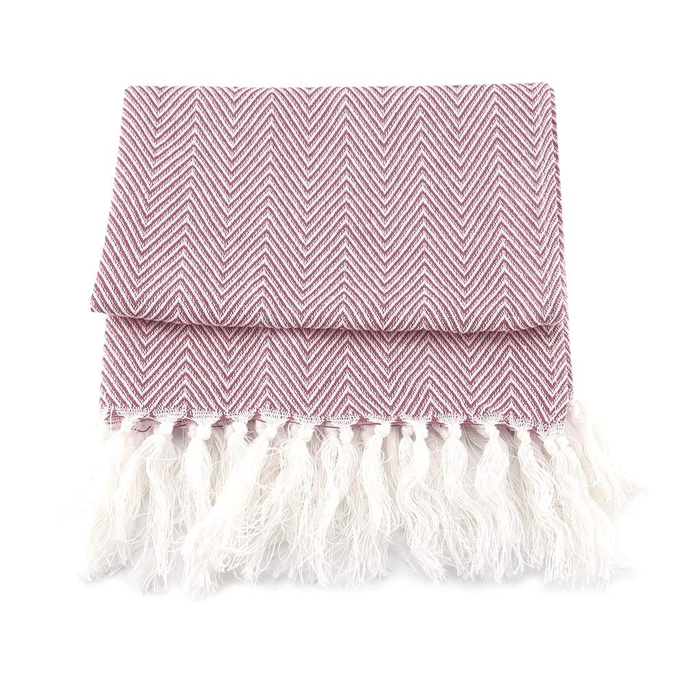 Premium 100% Natural Cotton Tassel Towel Set - Soft Absorbent Hand & Kitchen Dish Towels with Decorative Braided Tassels (Red) - Perfect for Kitchen, Bathroom, Office & Dining Table Decor
