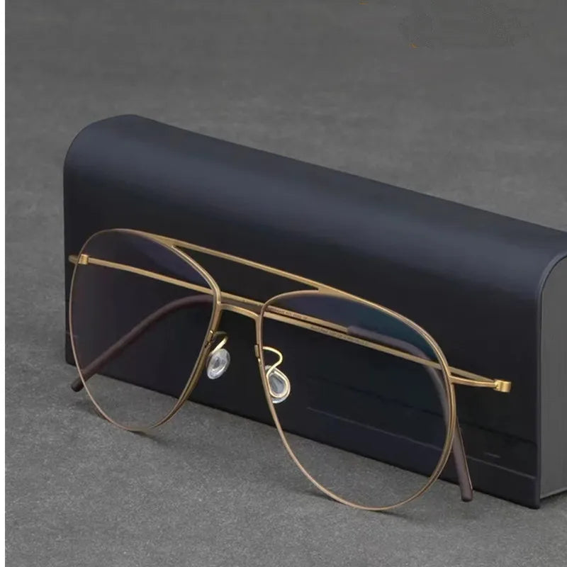 Aimee Unisex Full Rim Oval Double Bridge Titanium Eyeglasses 5507 - Lightweight Durable Frame for Men & Women - Perfect for Reading, Work & Fashion Accessories