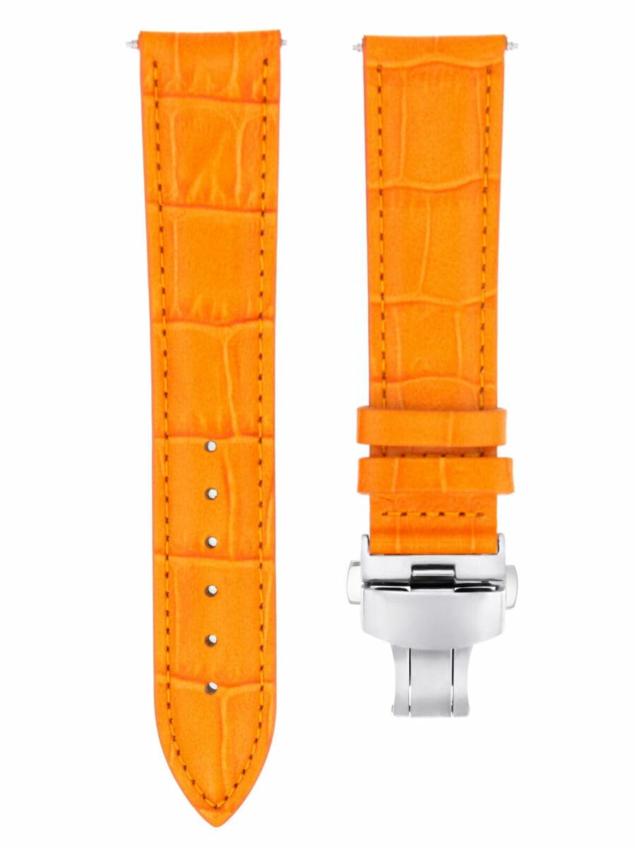 18mm Genuine Leather Watch Band Strap Replacement for Omega Schumacher 3510.12.40 Reduced Orange - Classic Brown Watch Strap for Men, Perfect for Business, Casual & Dress Occasions