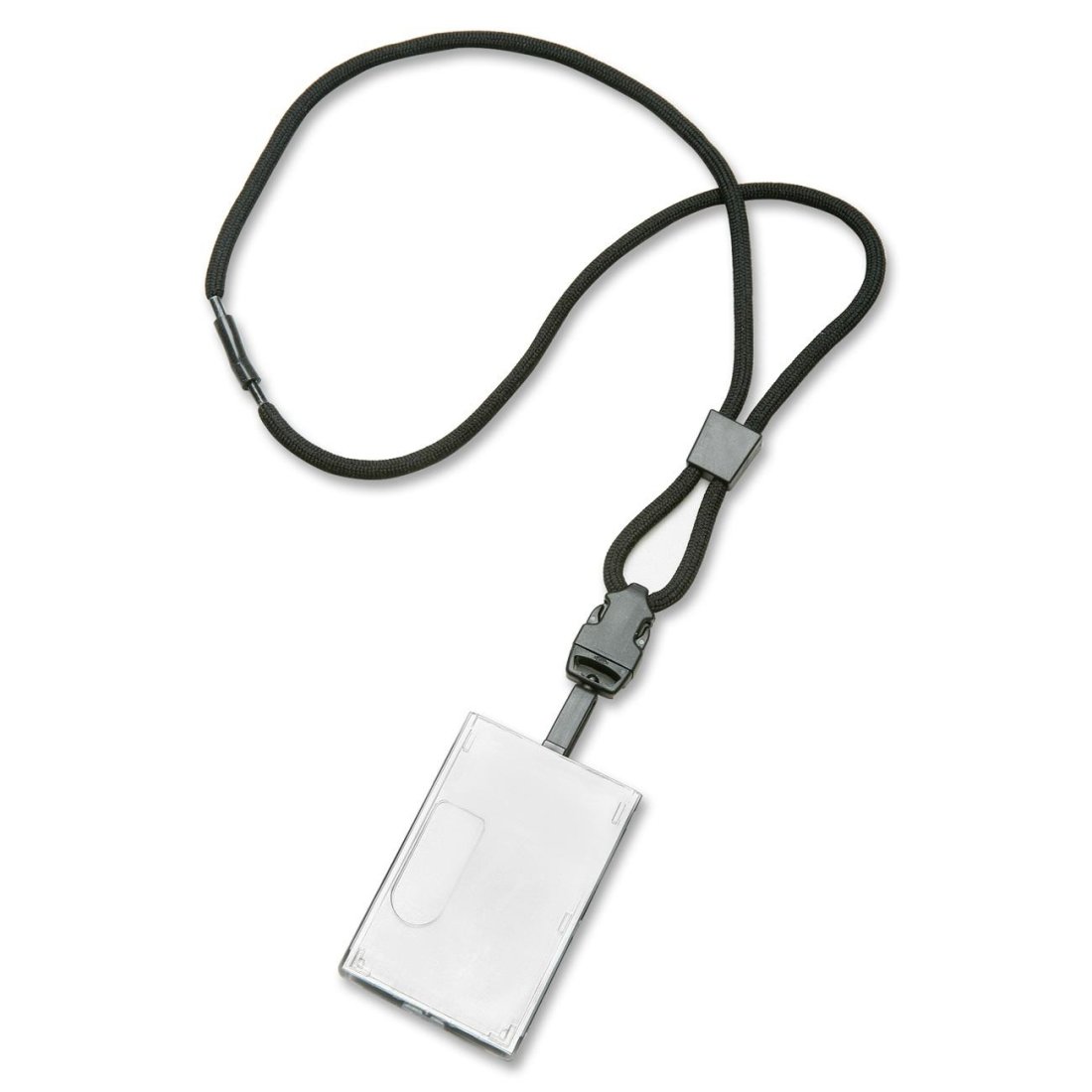 Premium Black Round Cord Neck Lanyard with Smart Card Holder - 36