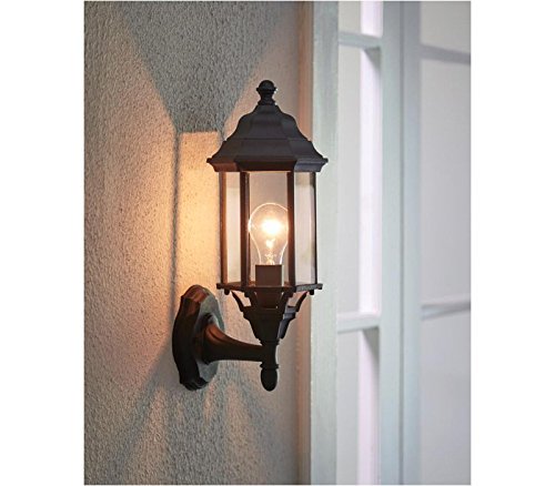 Seagull Lighting 8638701-12 Black Outdoor Wall Lantern - Transitional One Light Fixture, Large Size for Porch, Patio, Garden & Exterior Home Lighting