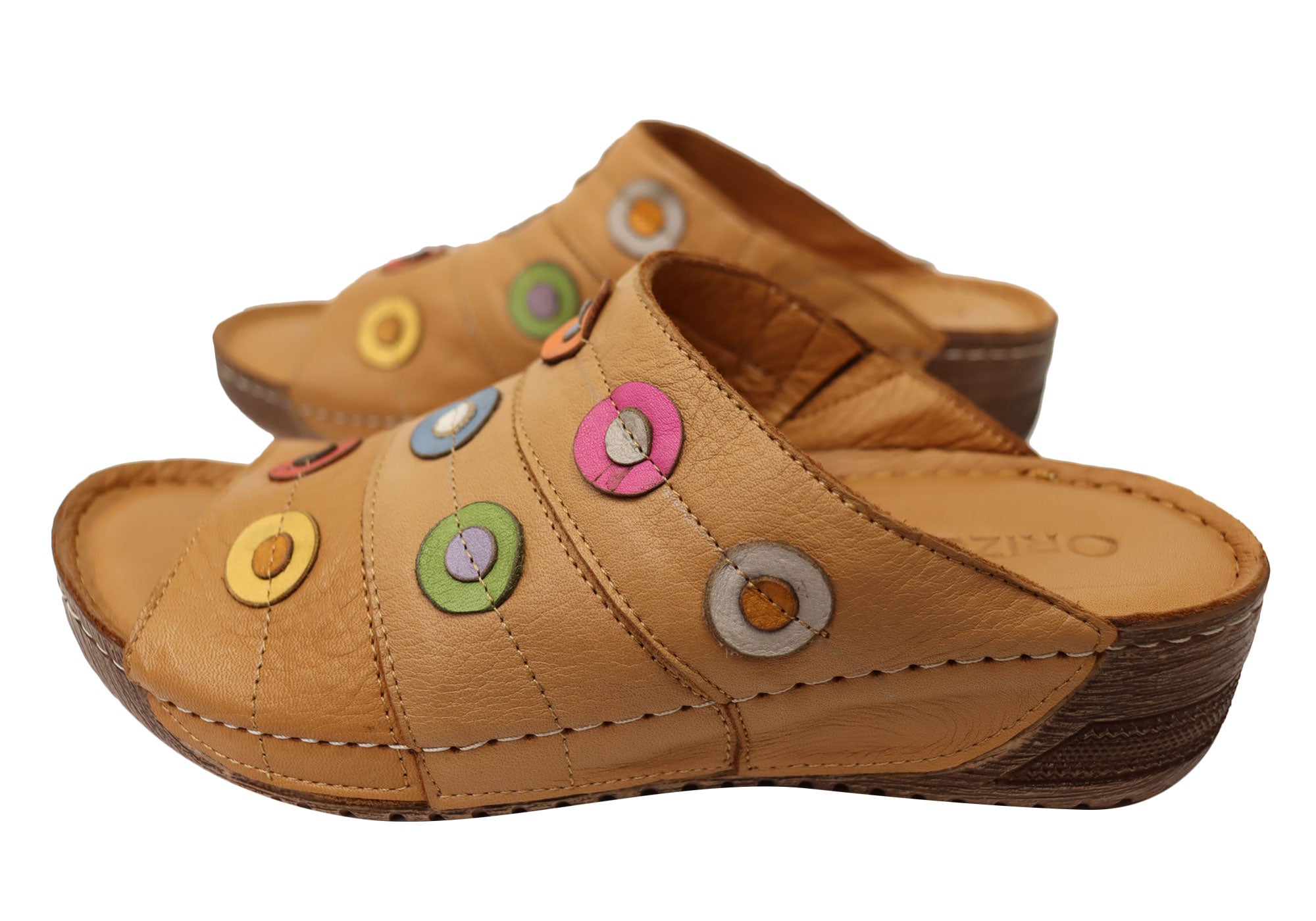 Orizonte Passion Women's Comfortable Leather Slides Sandals - European Style for Casual Wear, Beach, and Home Relaxation