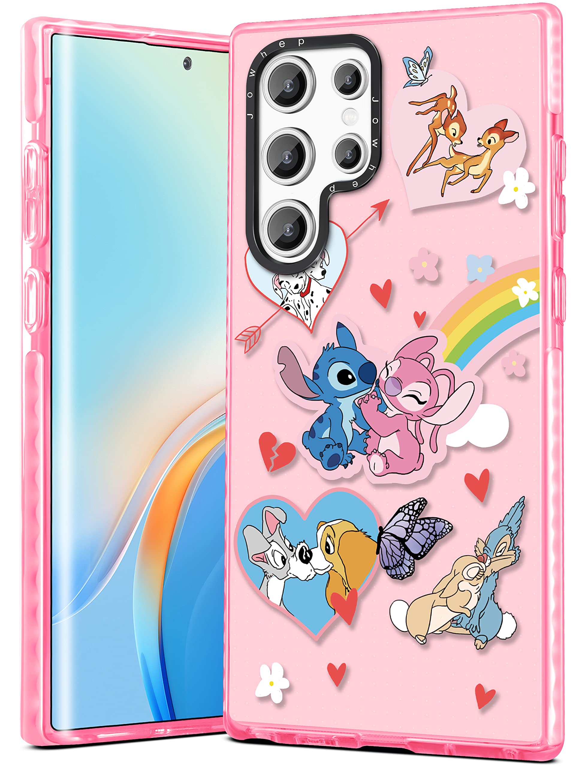 **Jowhep Rainbow Stitch Cute Cartoon Character TPU Protective Case for Samsung Galaxy S22 Ultra - Soft, Girly & Fun Phone Cover for Girls, Boys, Women & Kids - Perfect for School, Work & Daily Use**