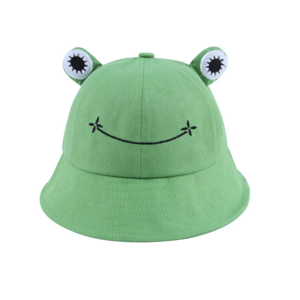 Vivigo Cute Green Frog Bucket Hat - Summer Cotton Sun Hat for Women & Adults, Wide Brim Fisherman Hat with Fun Frog Design - Perfect for Beach, Outdoor, Fishing & Festival Activities