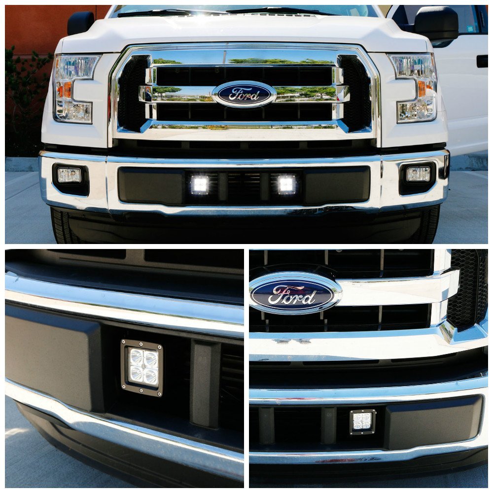 40W CREE LED Pods with Lower Bumper Mounting Bracket & Wiring Harness for 2015-2020 Ford F150 - Off-Road Lighting, Fog Lights, Truck Accessories