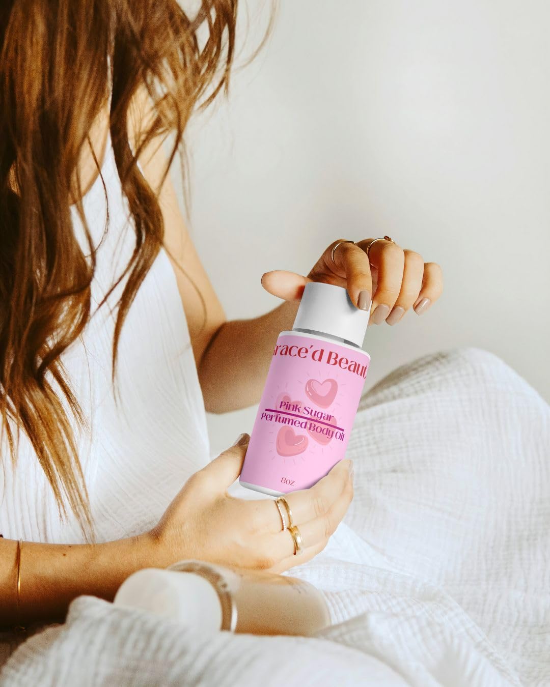 Grace'd Beauty - Pink Sugar Body Oil for Women, Hydrating & Glowing Skin Moisturizer, Sweet Floral Scent, Vegan & Cruelty-Free - Perfect for Daily Use, Massage & Aromatherapy