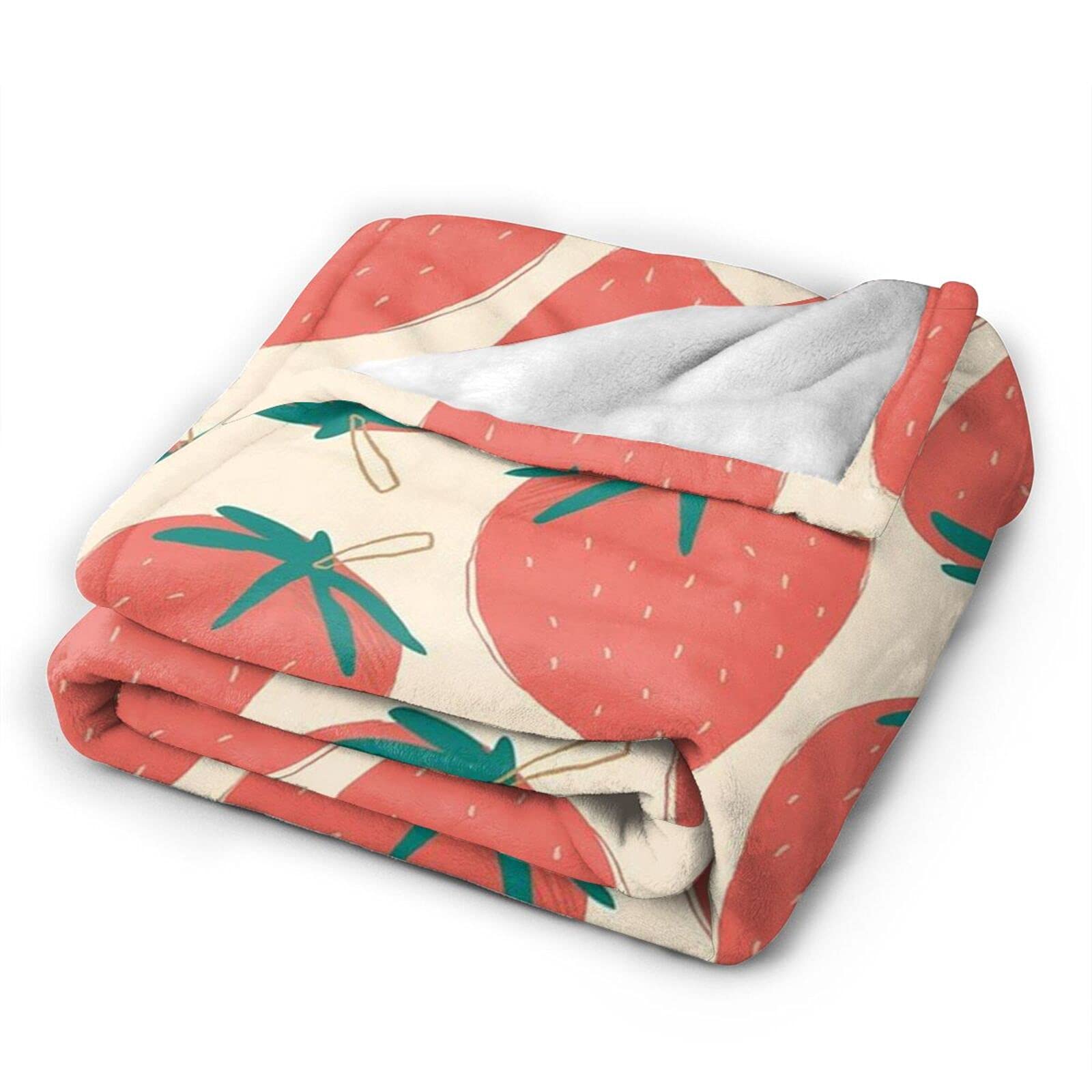 Soft Flannel Strawberry Throw Blanket 60