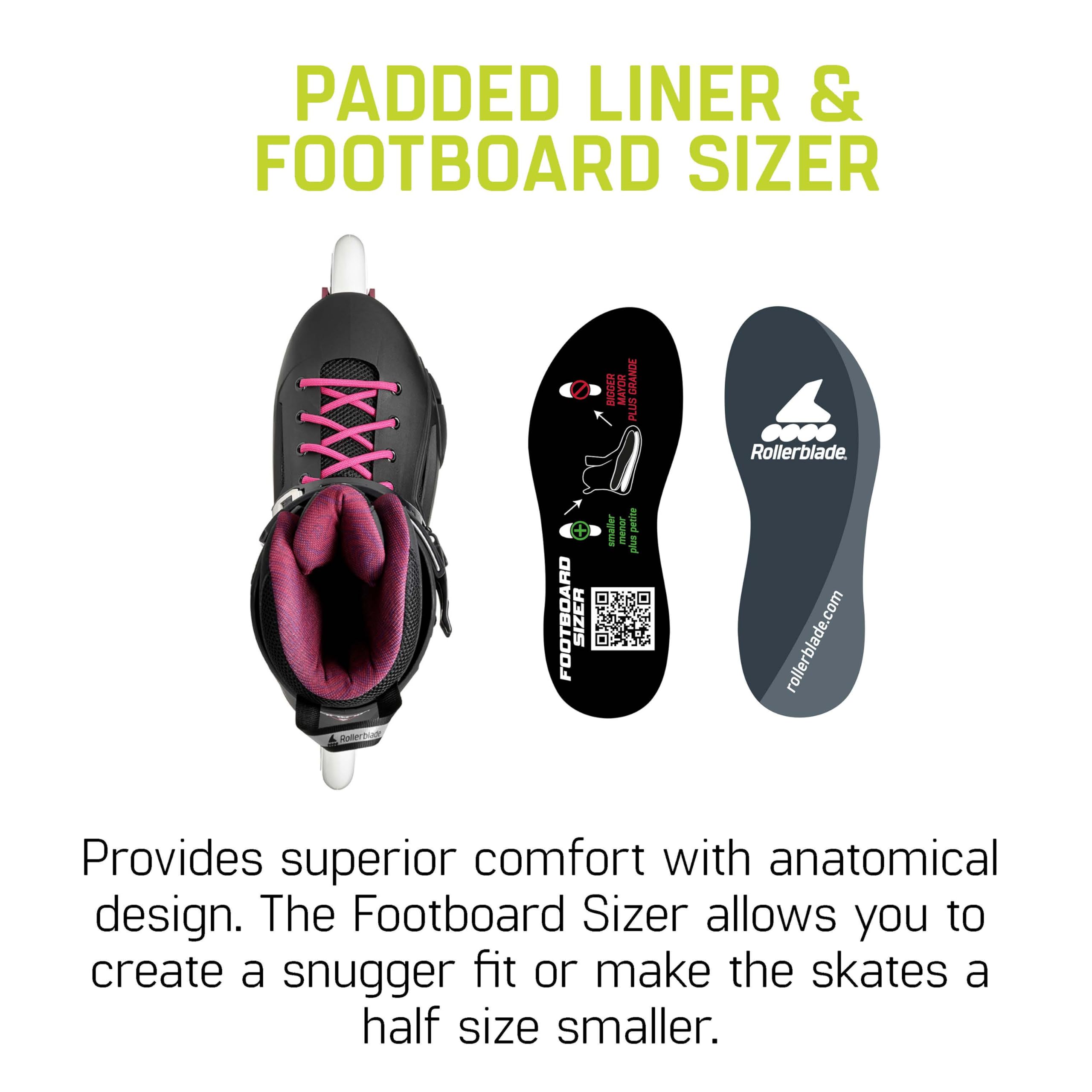Rollerblade Lightning 90 Women's Urban Inline Skates - Black & Sangria | Comfortable Fitness & Commuting Skates for Women | Perfect for Outdoor Exercise, City Travel & Casual Skating