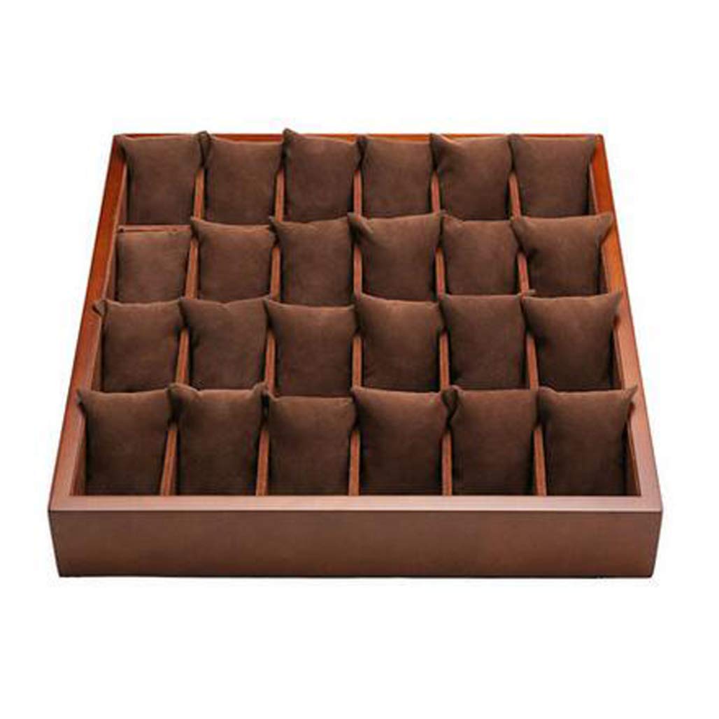 DPPAN Wooden Watch Box Organizer for Men & Women - Jewelry Display Case with Removable Pillow Holds 24 Watches, Brown - Perfect for Watch Collectors & Jewelry Storage at Home or Retail Stores