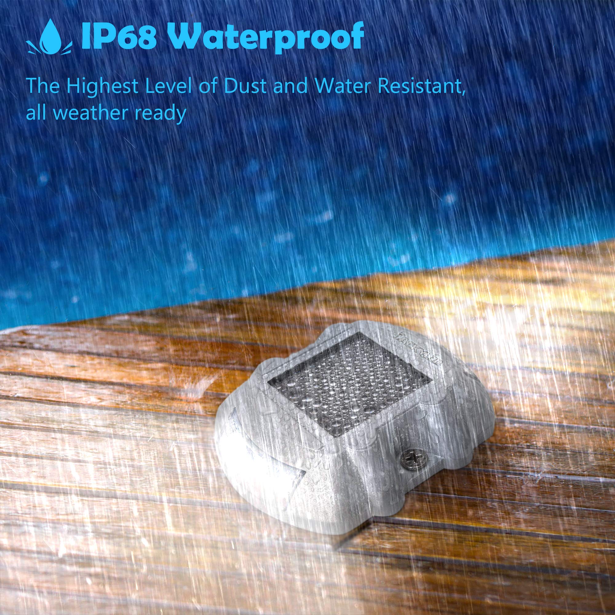 JACKYLED 12 Pack Solar Driveway Marker Lights - Upgraded Waterproof Outdoor LED Path Lights with On/Off Switch - Solar Powered Aluminum Deck & Boat Dock Warning Lights - Perfect for Walkway, Garden, Patio, and Driveway Lighting at Night