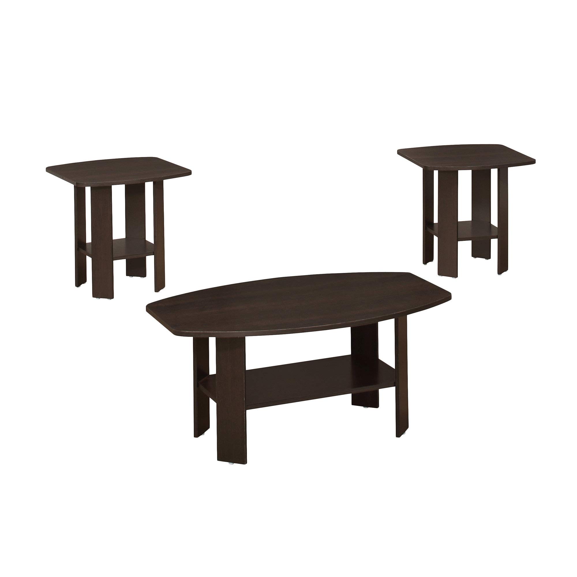 Ergode 3-Piece Espresso Table Set - Modern Coffee Table & Side Tables for Living Room, Lounge, or Office Decor