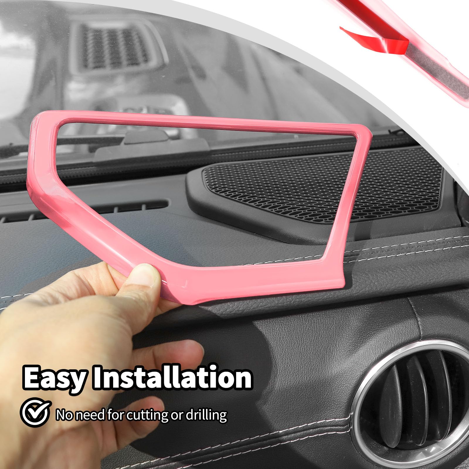 Jeep JL JLU & Gladiator JT Speaker Audio Player Trim Top & A Pillar Cover Trim - ABS Interior Accessories (4PCS, Pink) | Compatible with 2024-2025 Jeep Wrangler JL JLU & Gladiator JT 4xe | Perfect for Car Audio Upgrades & Interior Customization
