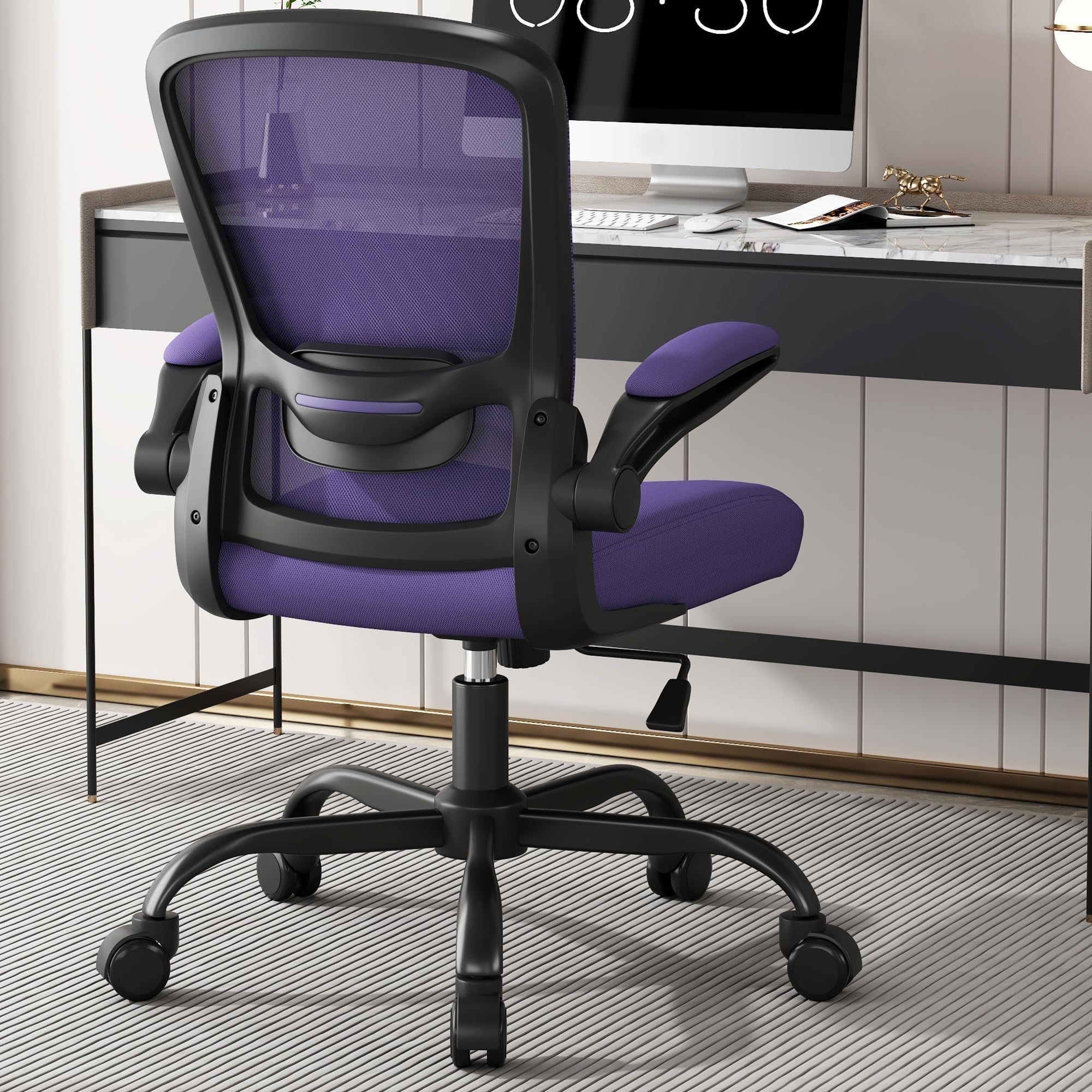 Ergonomic Office Chair with Adjustable Lumbar Support & Flip-Up Armrests - High Back Mesh Computer Desk Chair, BIFMA Certified Executive Task Chair for Home Office | Perfect for Long Work Hours & Remote Workspaces