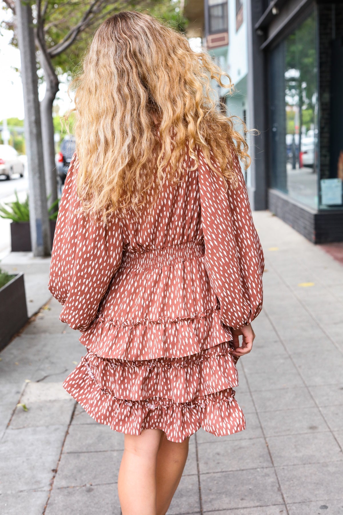 Stylish Terracotta Leopard Print Ruffle Tiered Dress for Women | Boho Chic Summer Dress for Beach Vacation, Date Night & Casual Outings