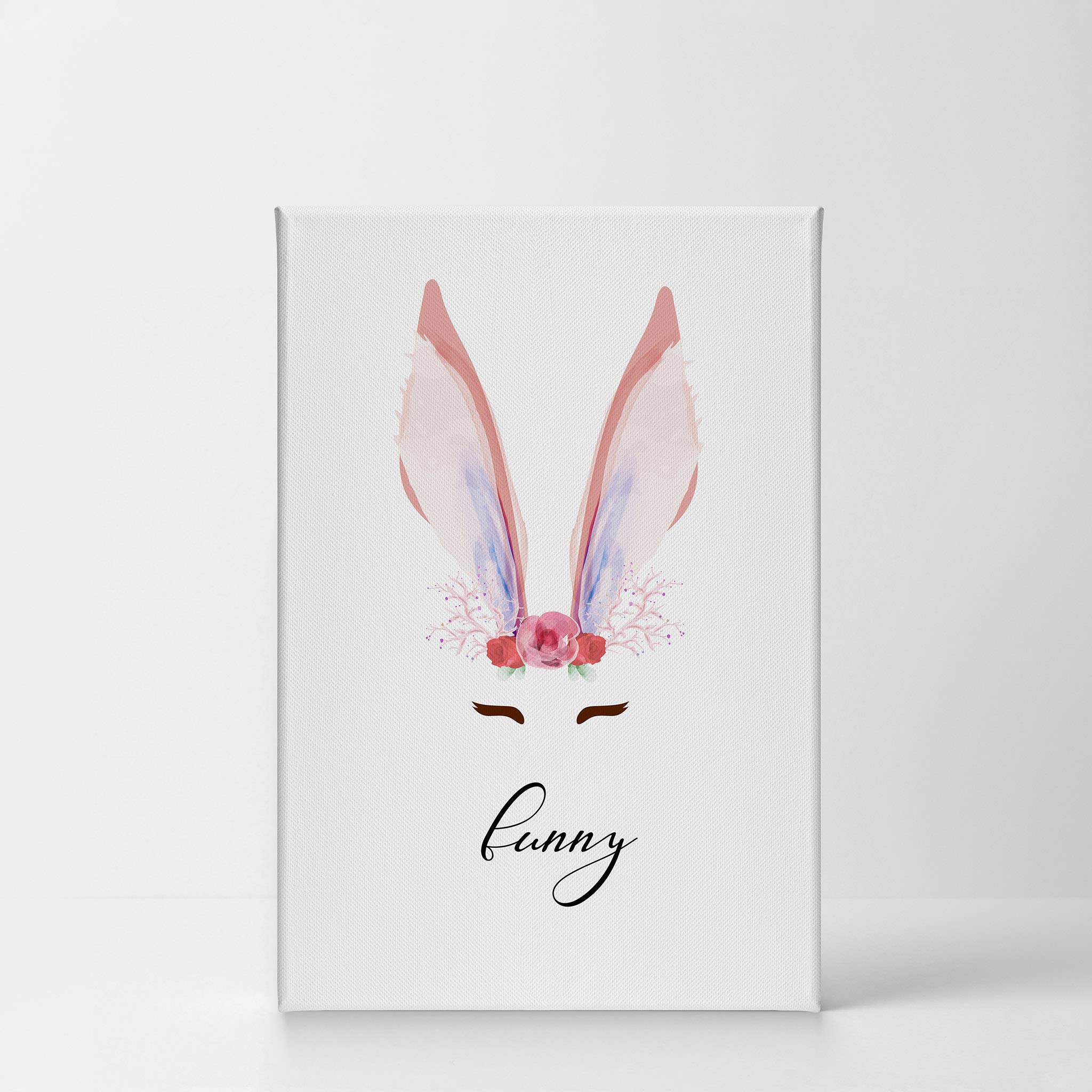 Cute Bunny Canvas Wall Art Print - White Background Nursery Decor for Kids & Baby Rooms - Ready to Hang 22x15 Inches - Made in USA | Perfect for Nursery, Children's Bedroom & Playroom Decor