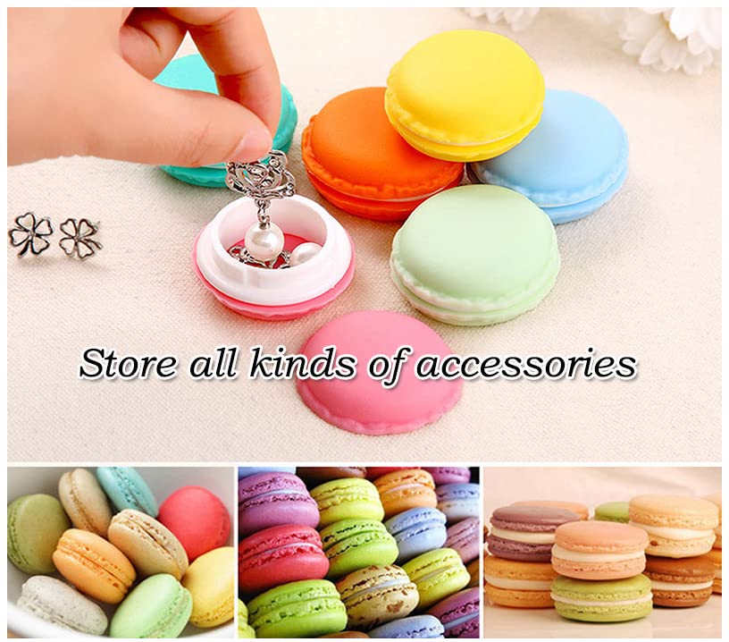 AKOAK 6-Piece Mini Macaron Candy Box Set - Jewelry Organizer for Earrings, Rings & Necklaces | Compact Storage for Headphones & SD Cards | Cute Round Pill Box for Travel & Daily Use