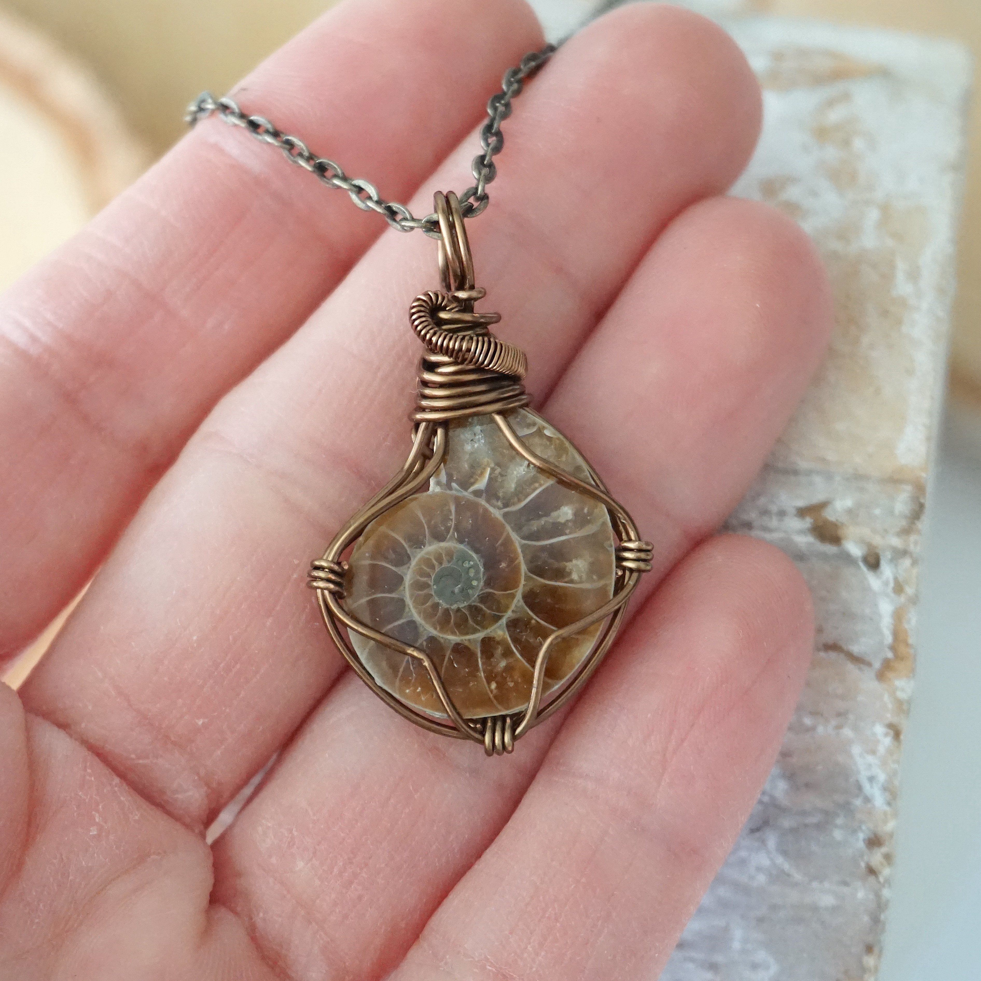 Ammonite Fossil Pendant Necklace - Antique Bronze Jewelry for Women, Men - Perfect for Gifts, Boho Style & Everyday Wear
