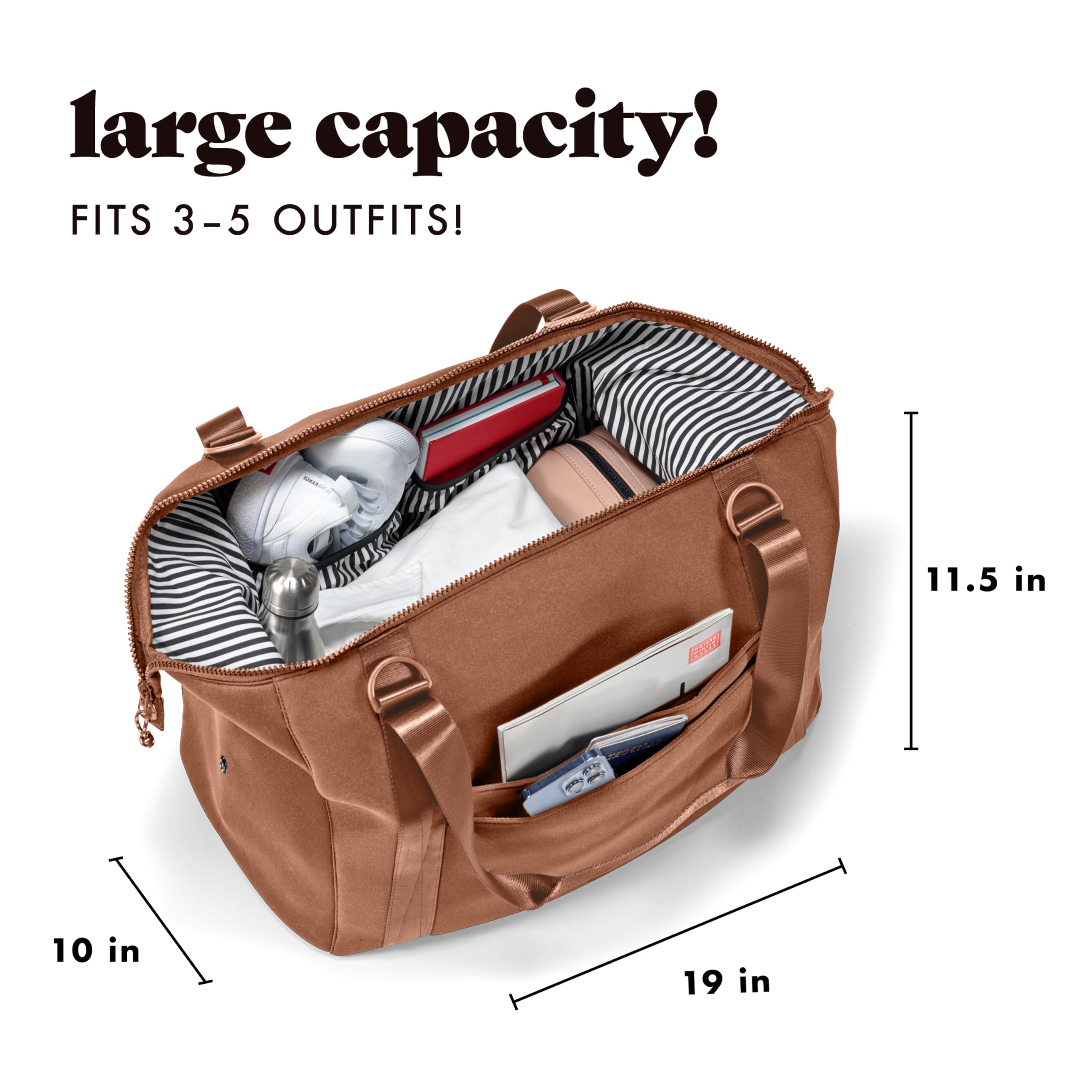 Fit & Fresh Premium Neoprene Weekender Bag with Trolley Sleeve - Large Durable Carry-on Duffel for Travel, Gym, Hospital & Maternity | Perfect for Overnight Trips, Workouts & Labor Delivery