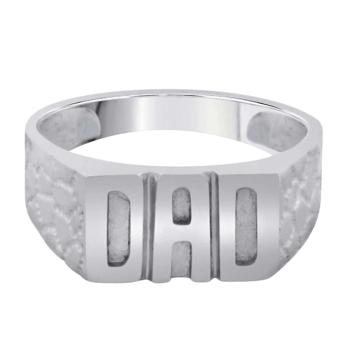 Handcrafted 10K White Gold Dad Ring for Men – 0.0 Carat Father's Day Gift | Perfect Anniversary, Birthday & Special Occasion Jewelry for Dads