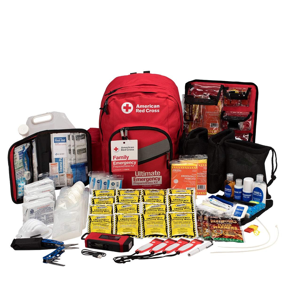 Officially Licensed 3-Day Emergency Preparedness Deluxe Backpack | 72 Hour Survival Kit for 4 People | Includes Water, Phone Charger, Blanket & Food | Perfect for Camping, Hiking, Natural Disasters & Outdoor Adventures