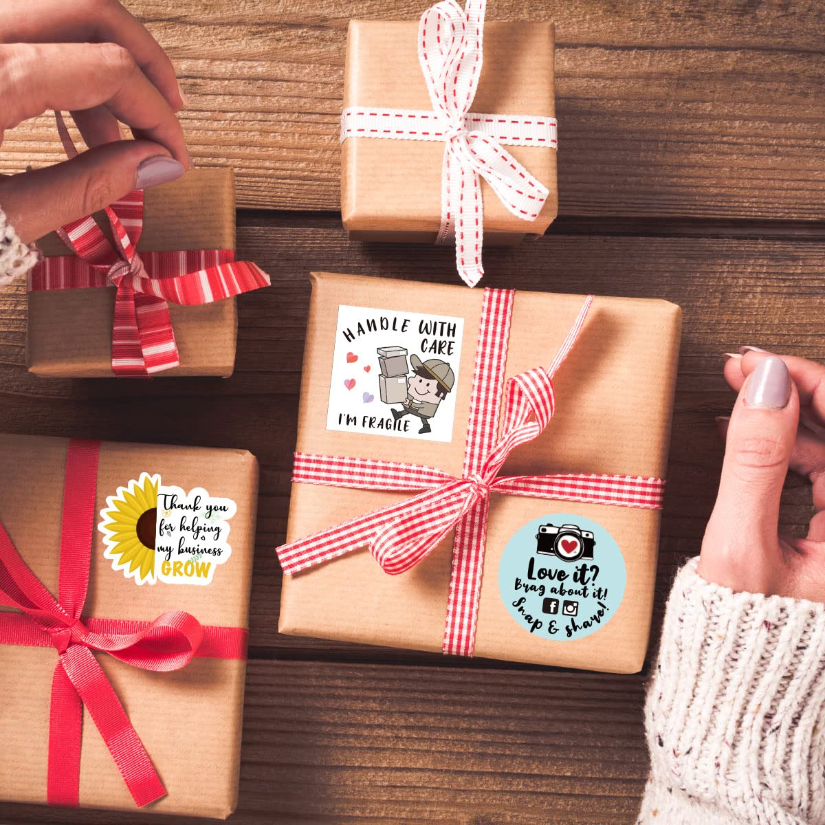 Wailozco Funny 'Handle with Care' Stickers - 500 Labels Per Roll for Small Business, Online Retailers & Handmade Goods | Perfect for Packaging, Envelopes & Shipping Labels
