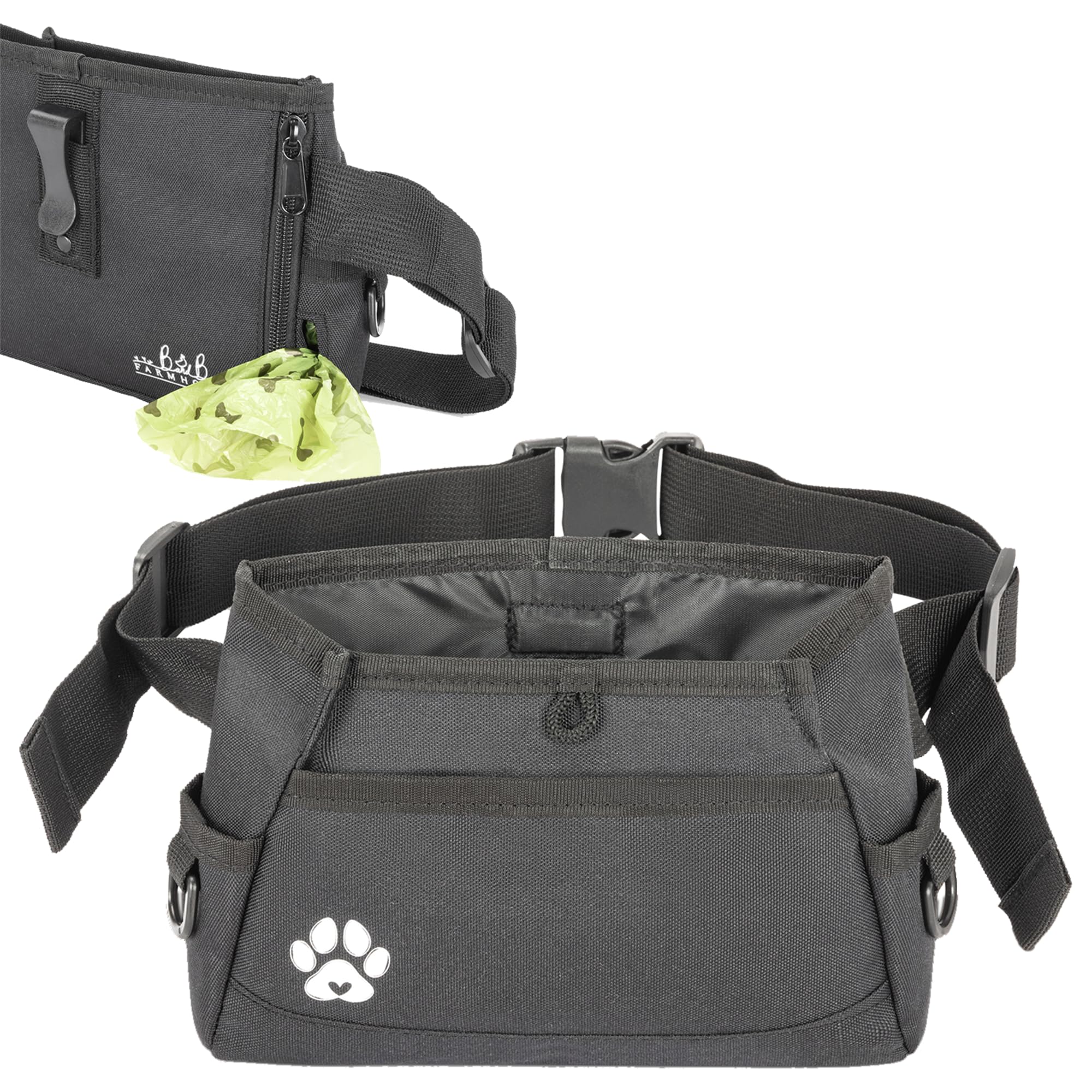 Premium B&B Farmhouse Dog Treat Pouches - Customizable Pet Training Treat Bag for Dog Walking & Obedience Training - Fanny Pack with Belt Clip for Hands-Free Use - Perfect for Dog Parks, Hiking & Outdoor Adventures