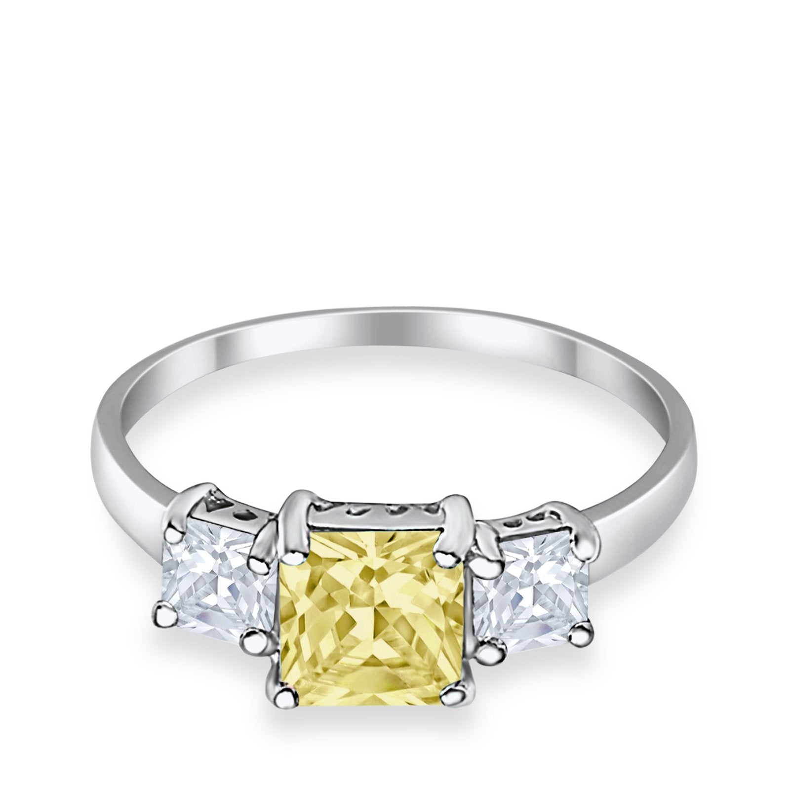 3 Stone Princess Cut Cubic Zirconia Ring - 925 Sterling Silver Fashion Jewelry for Women - Perfect for Weddings, Anniversaries & Special Occasions